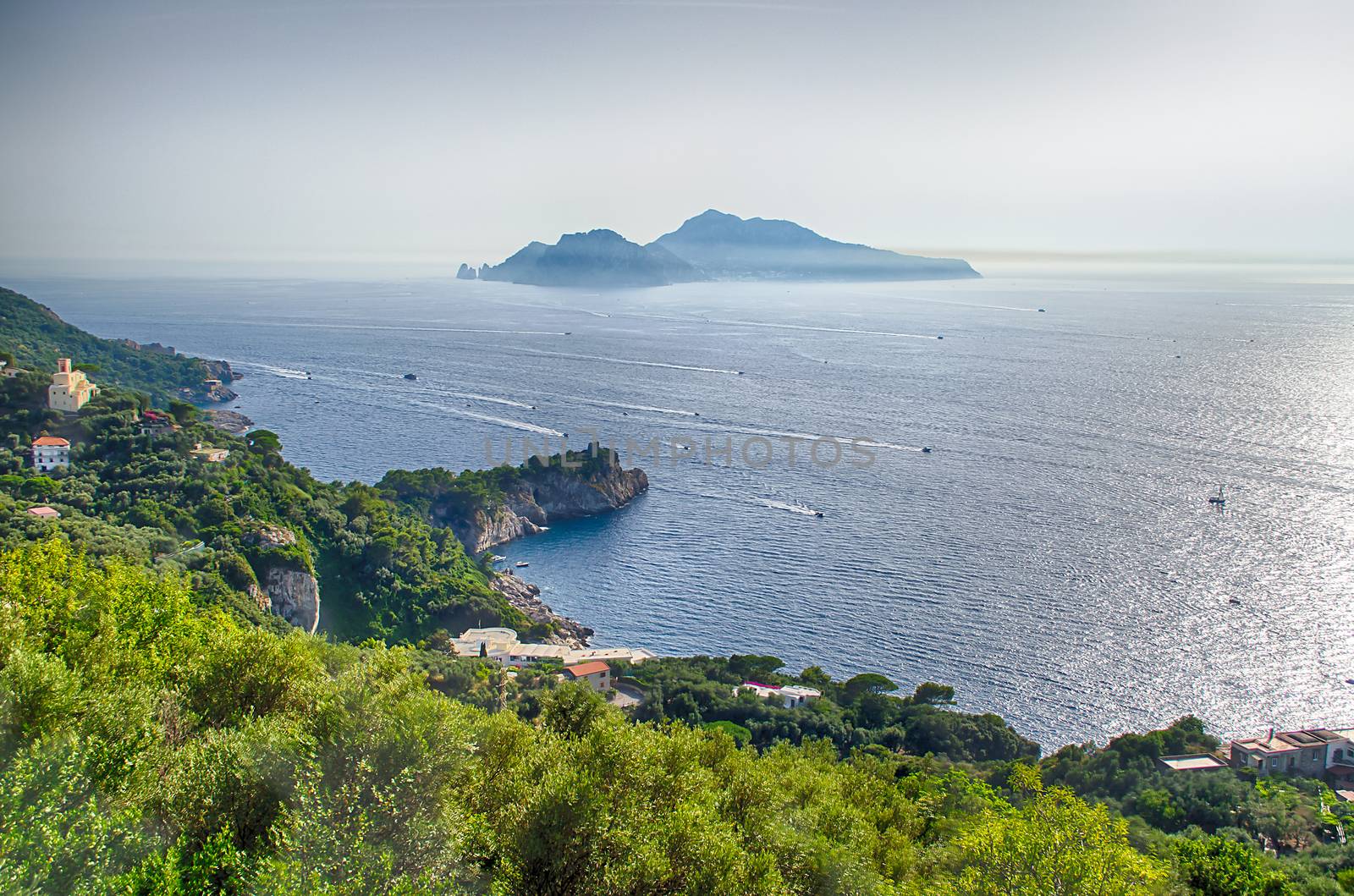 Island of Capri, as seen from the town of Massa Lubrense