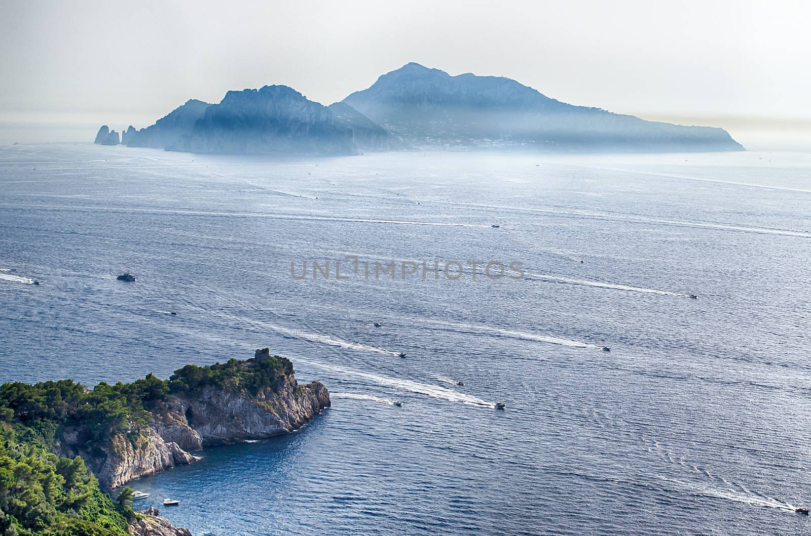 Island of Capri, as seen from the town of Massa Lubrense