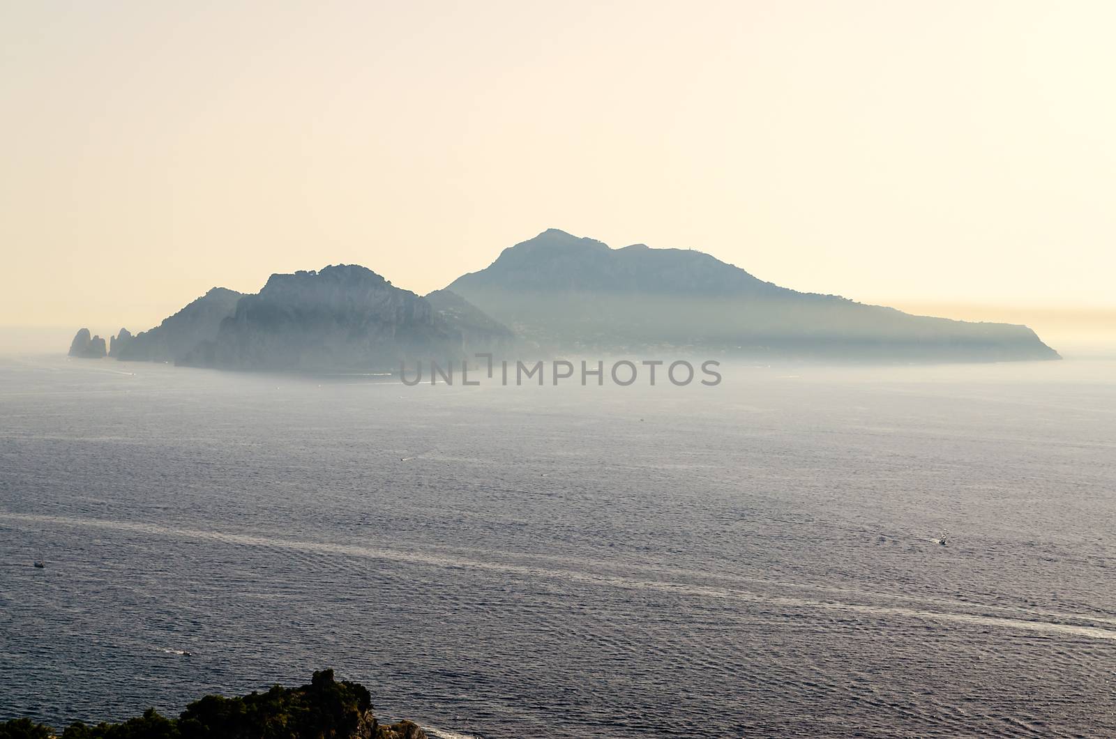 Island of Capri, as seen from the town of Massa Lubrense