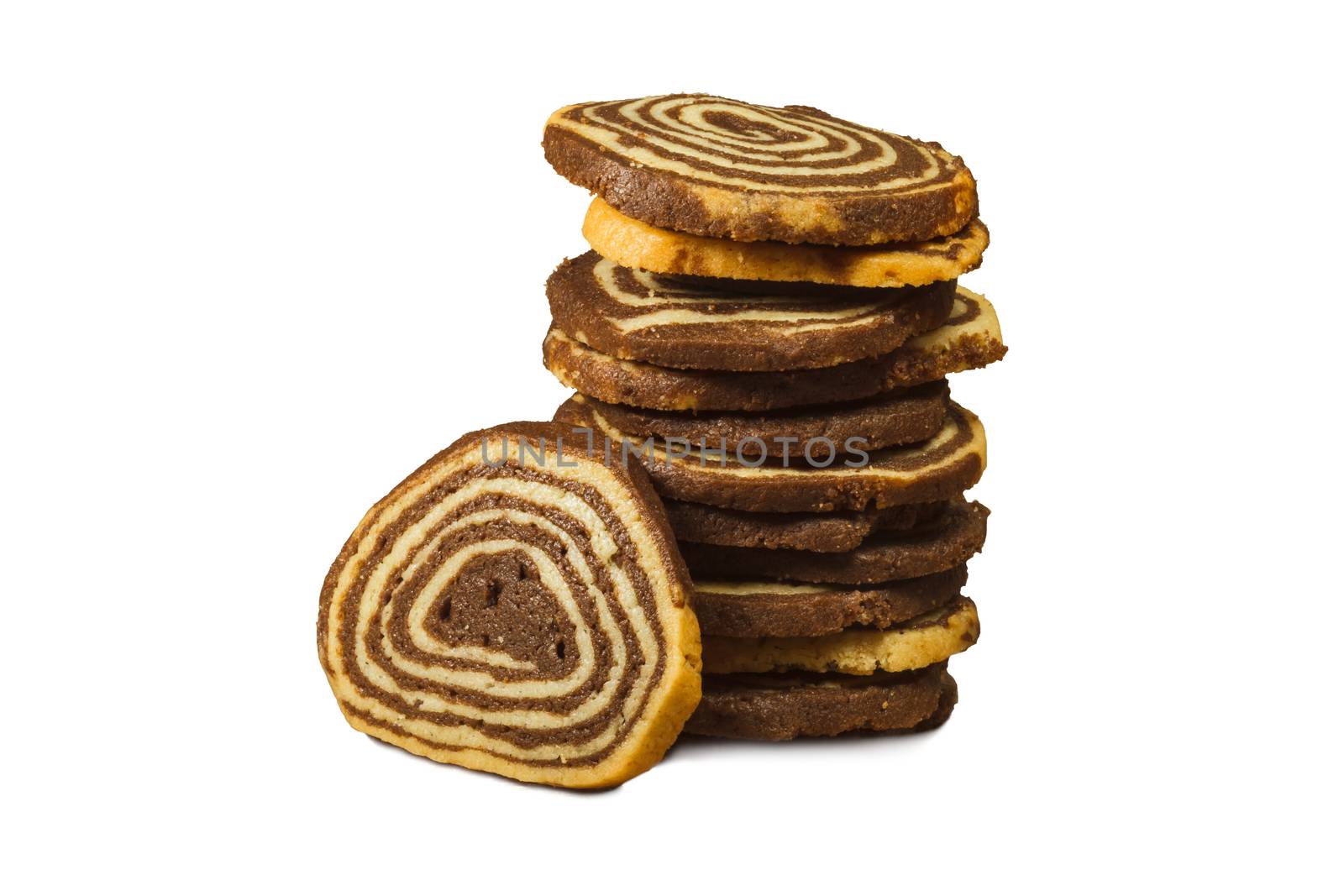 Cookies fancy tower on white background