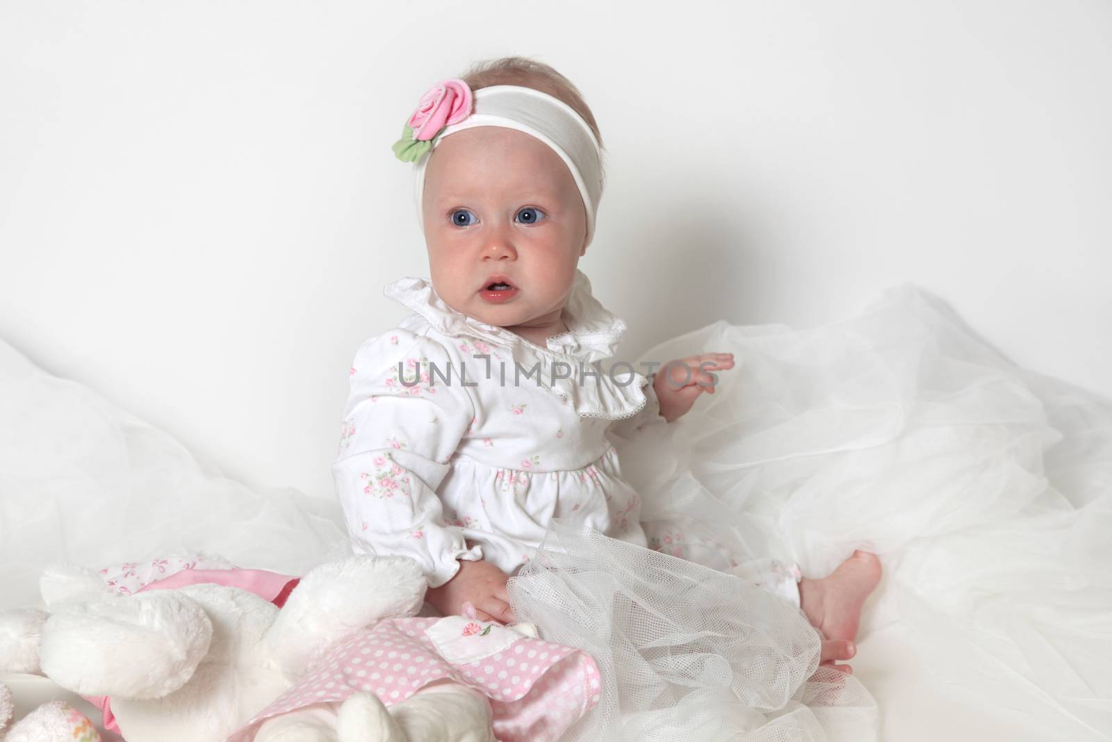 Beautiful small kid girl in studio