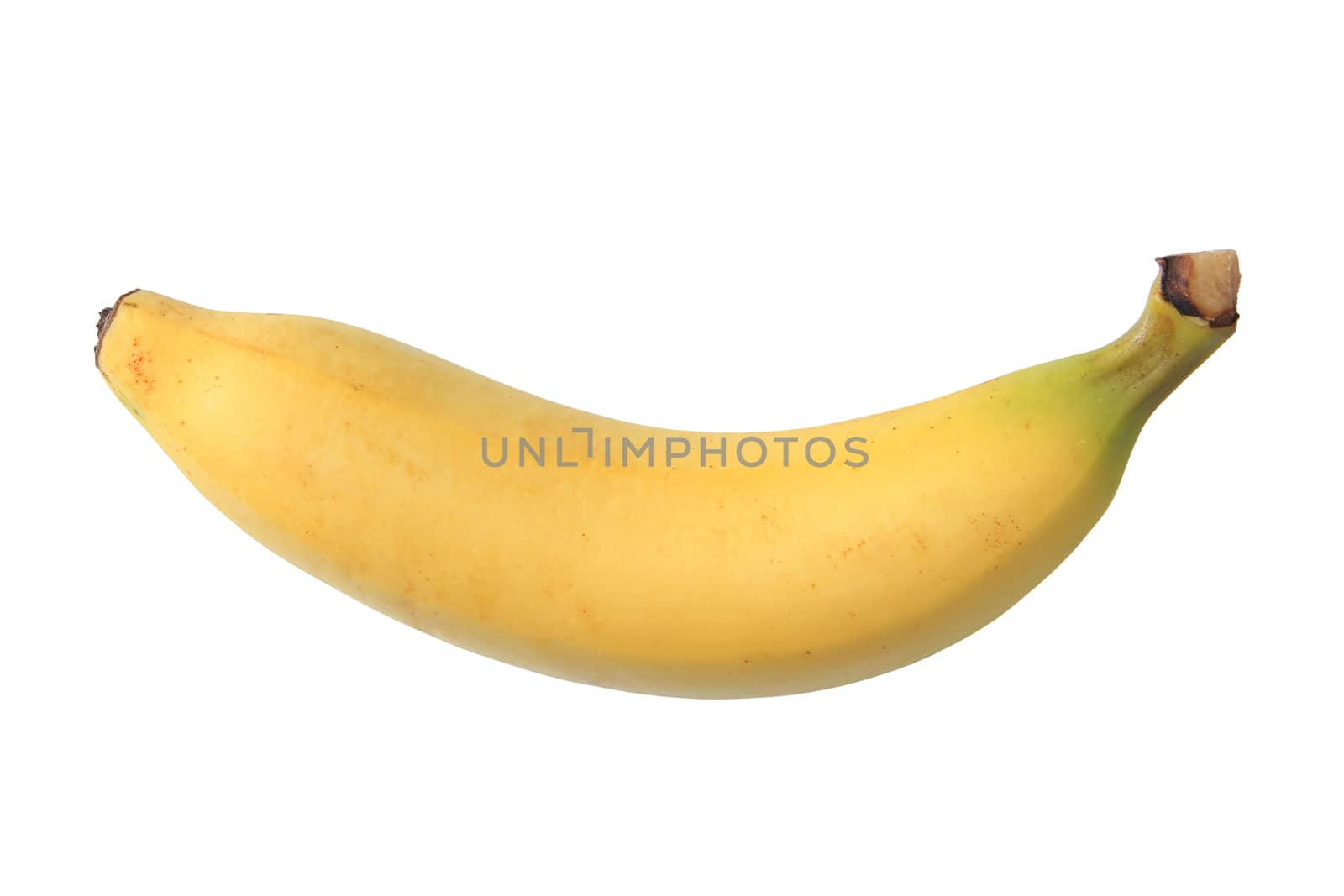 Single banana isolated white background