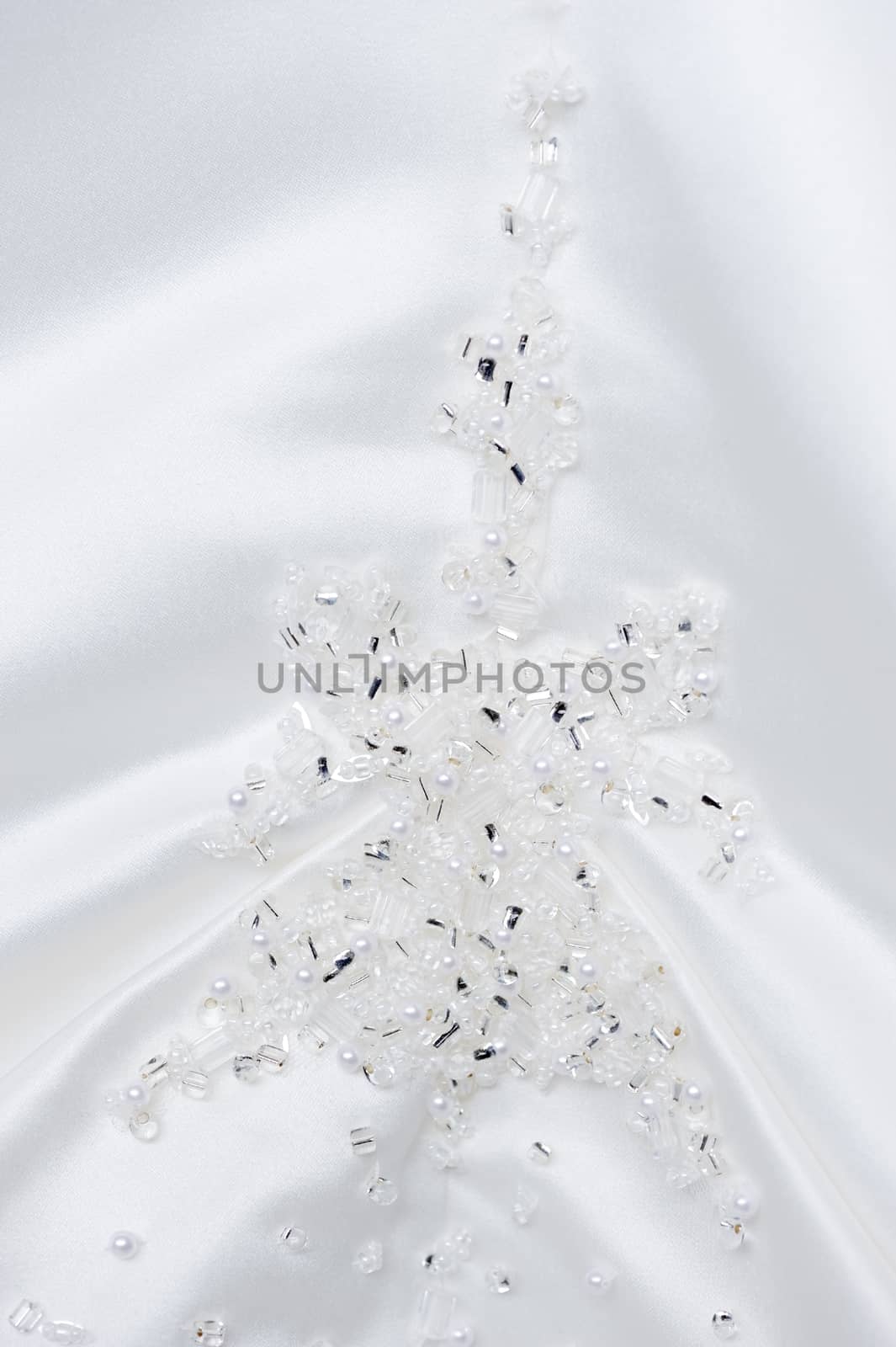 Macro closeup of brides dress detail