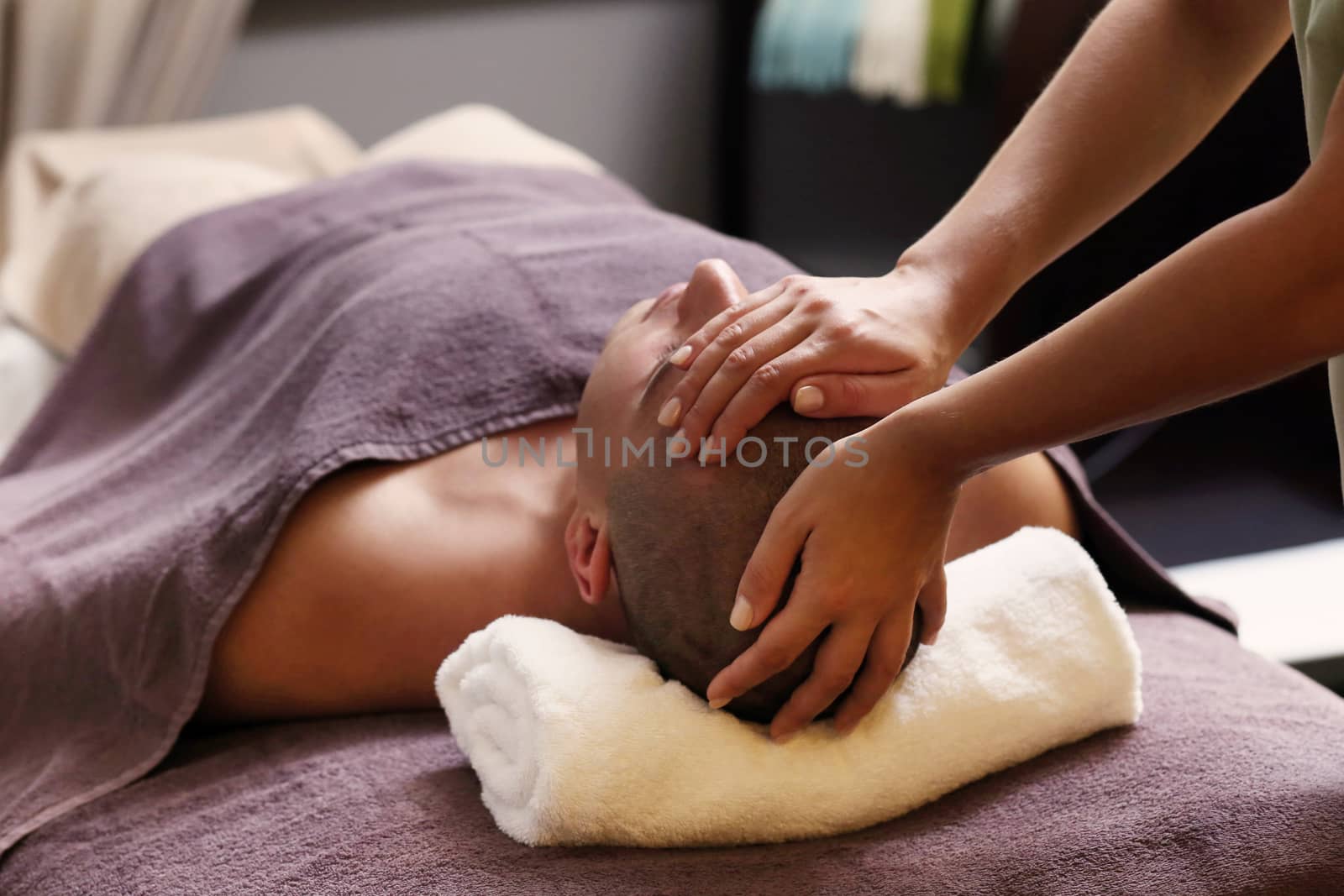 Beauty, health. Man in spa salon