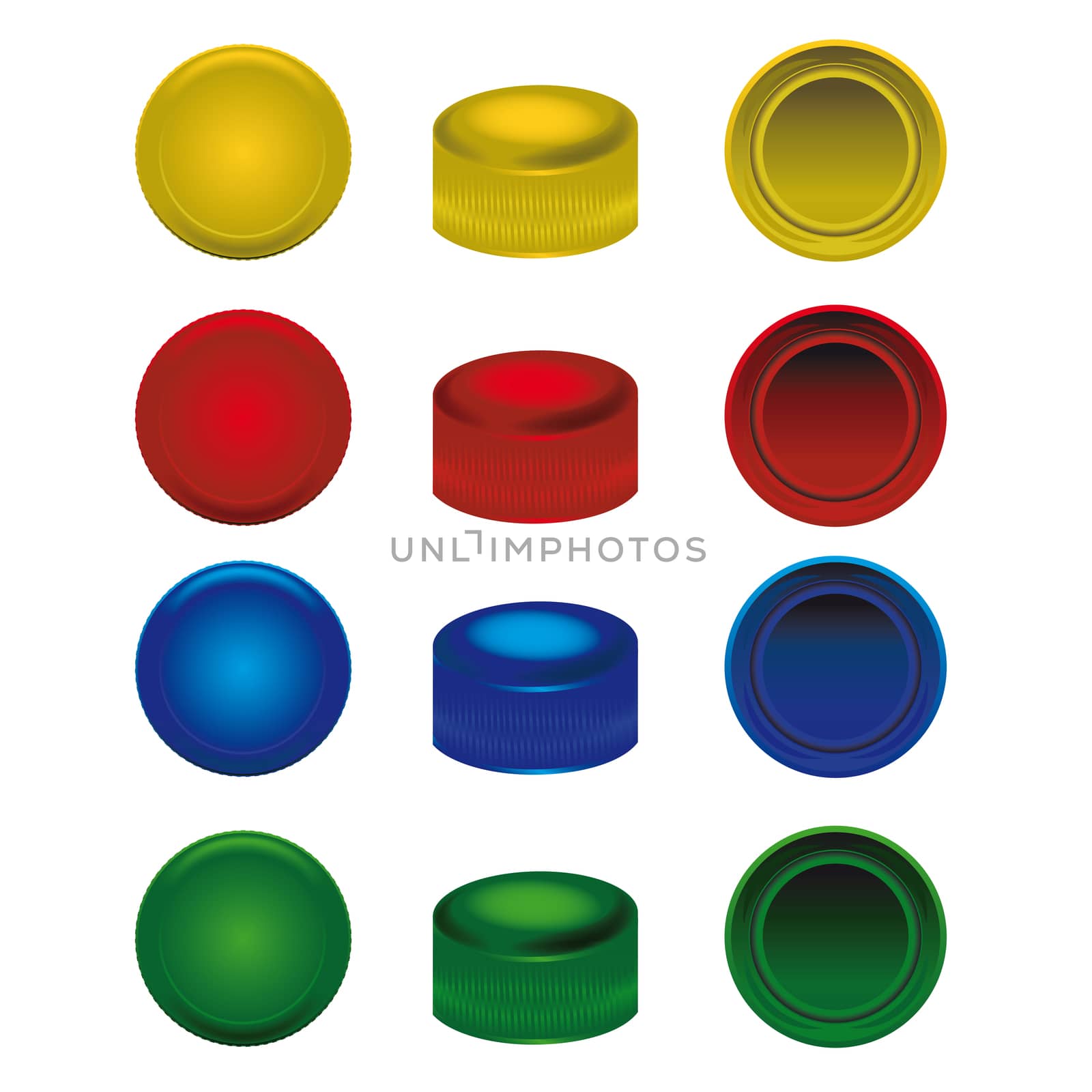 four colors plastic caps from pet bottles by studio023