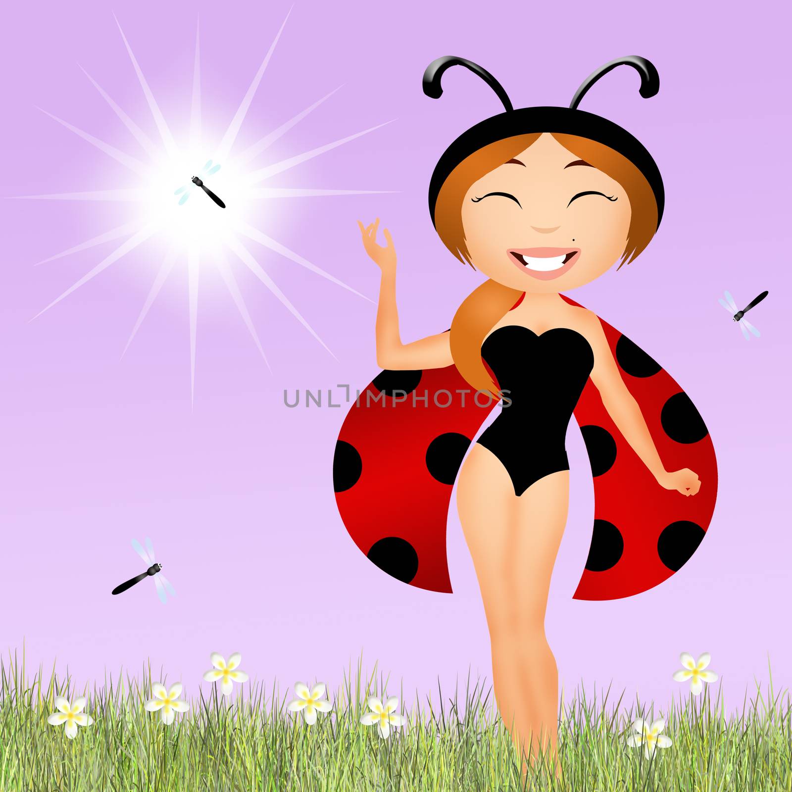 illustration of girl ladybug
