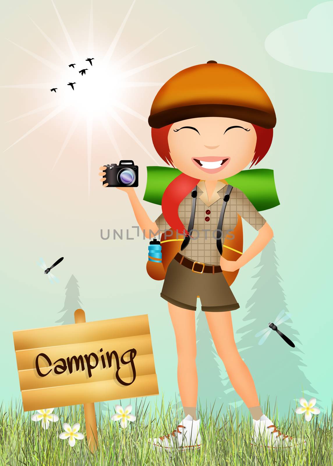 illustration of camping