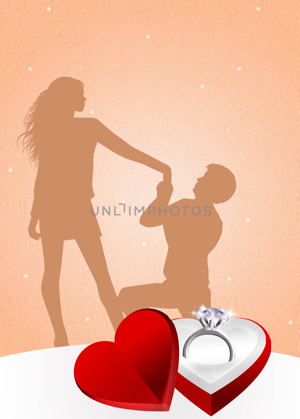 illustration of man propose to woman
