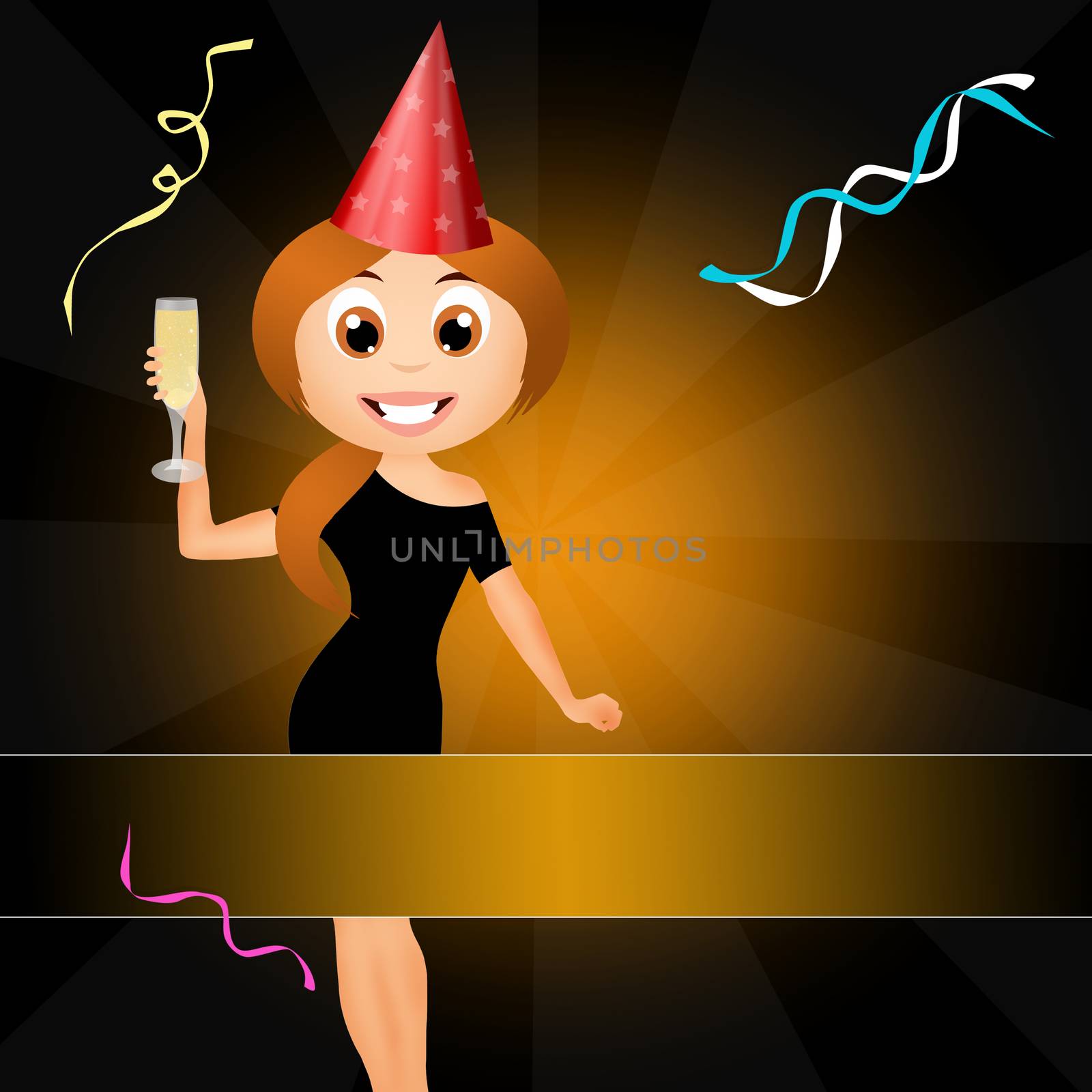 illustration of girl celebrate the New Year