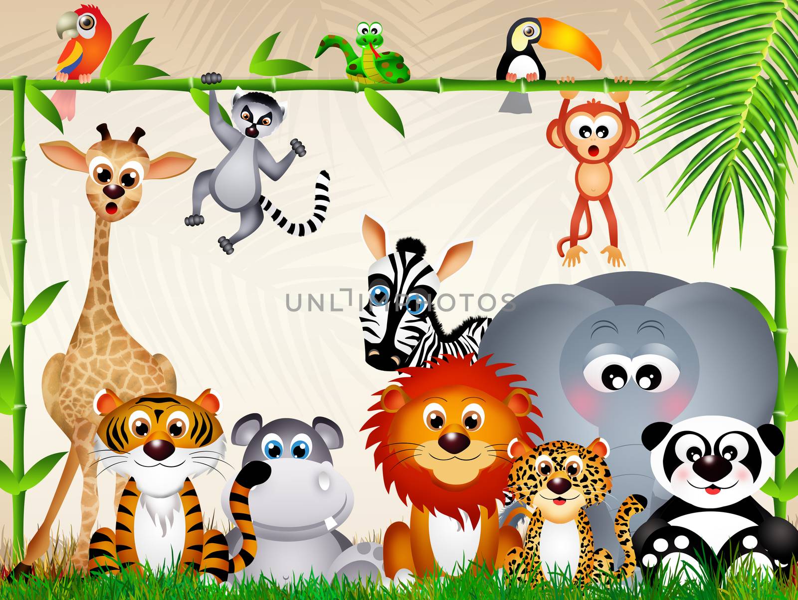 illustration of zoo animals