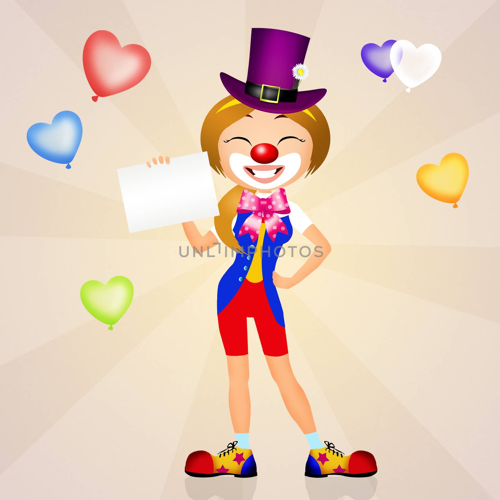 illustration of girl clown