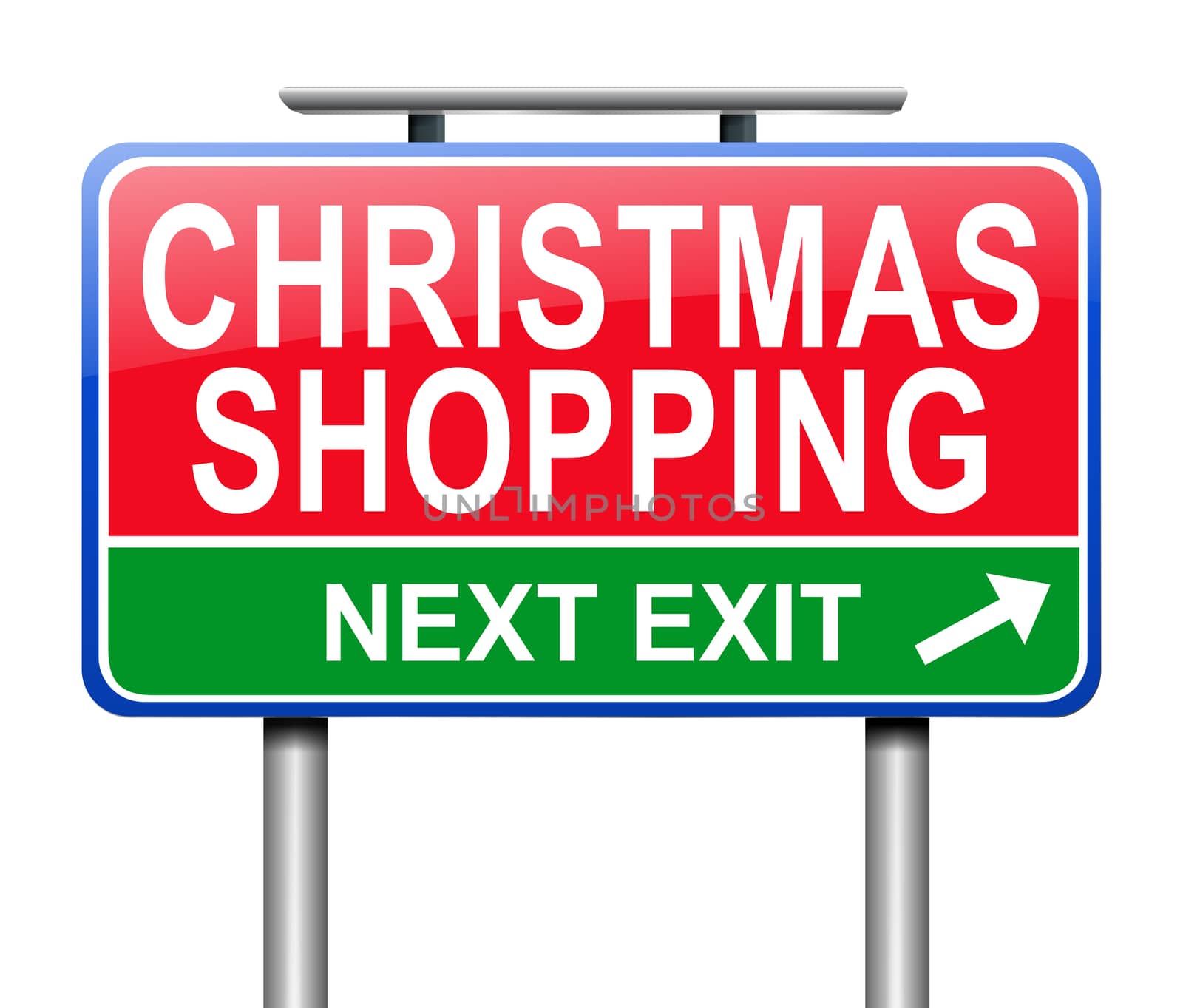 Illustration depicting a sign with a Christmas shopping concept.