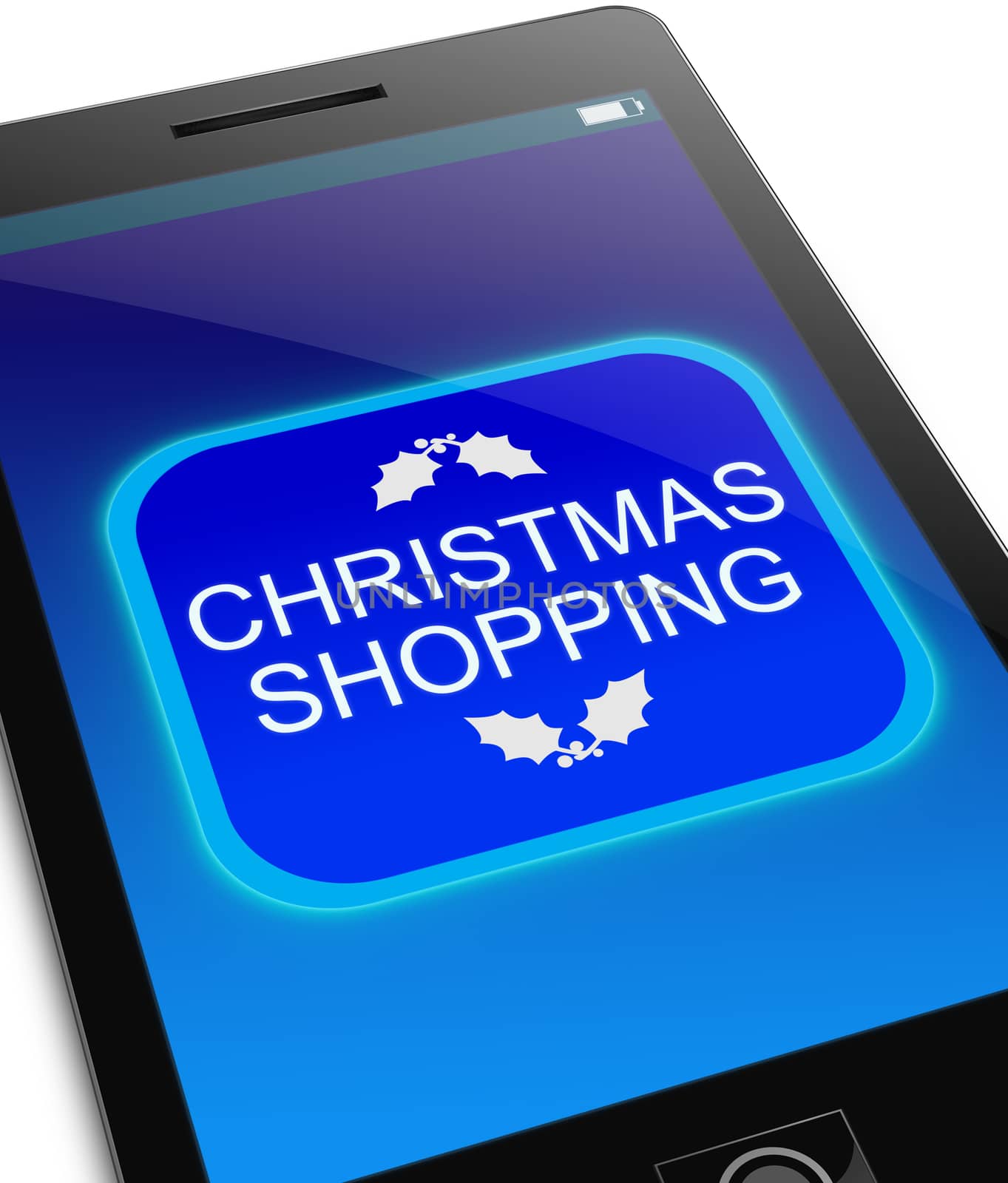 Illustration depicting a phone with a Christmas shopping concept.