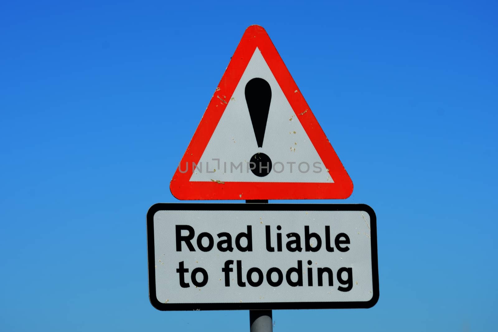 Road liable to flooding sign