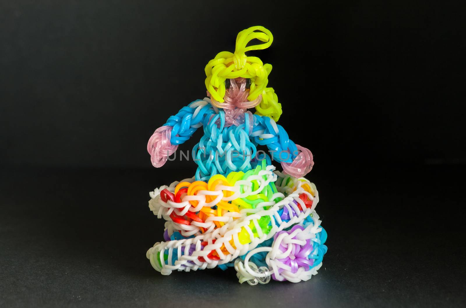 Rainbow loom rubber princess with colorful bracelet