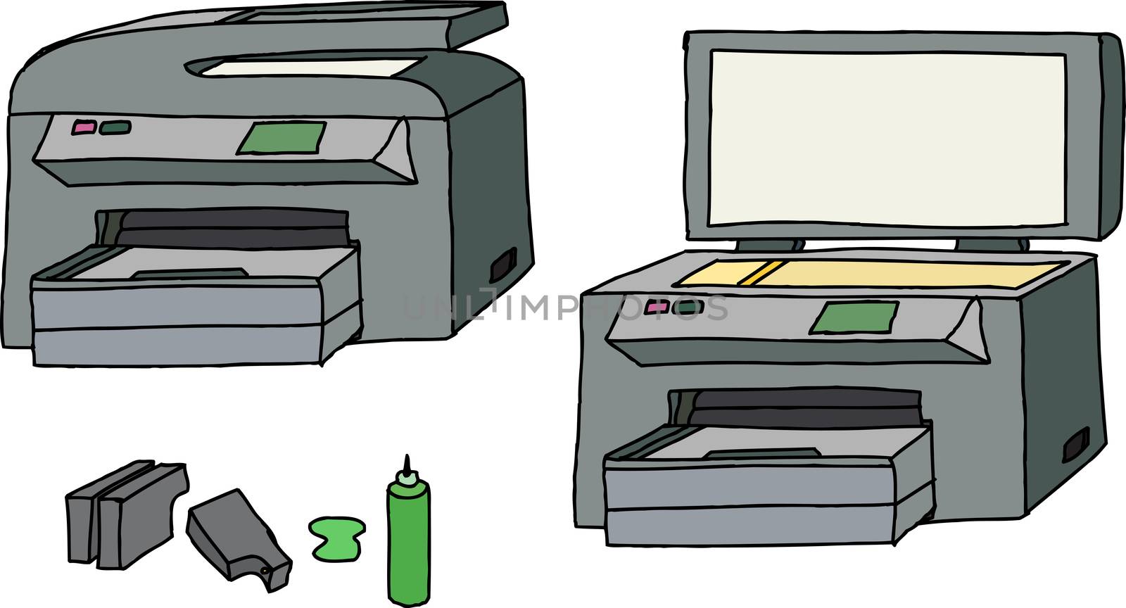 All-in-one printer, scanner, copier with ink cartridges