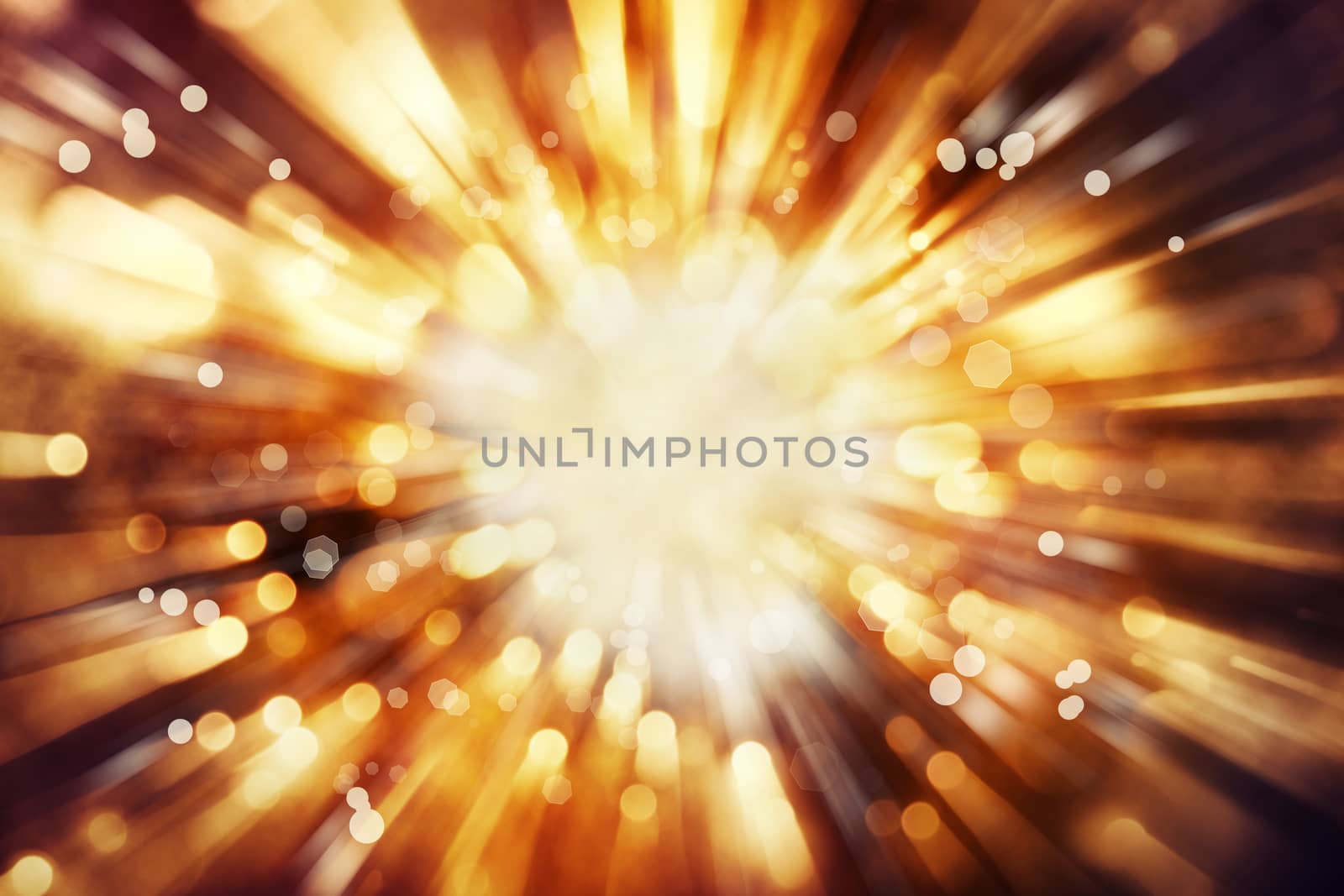 Bright blast of light in space background 