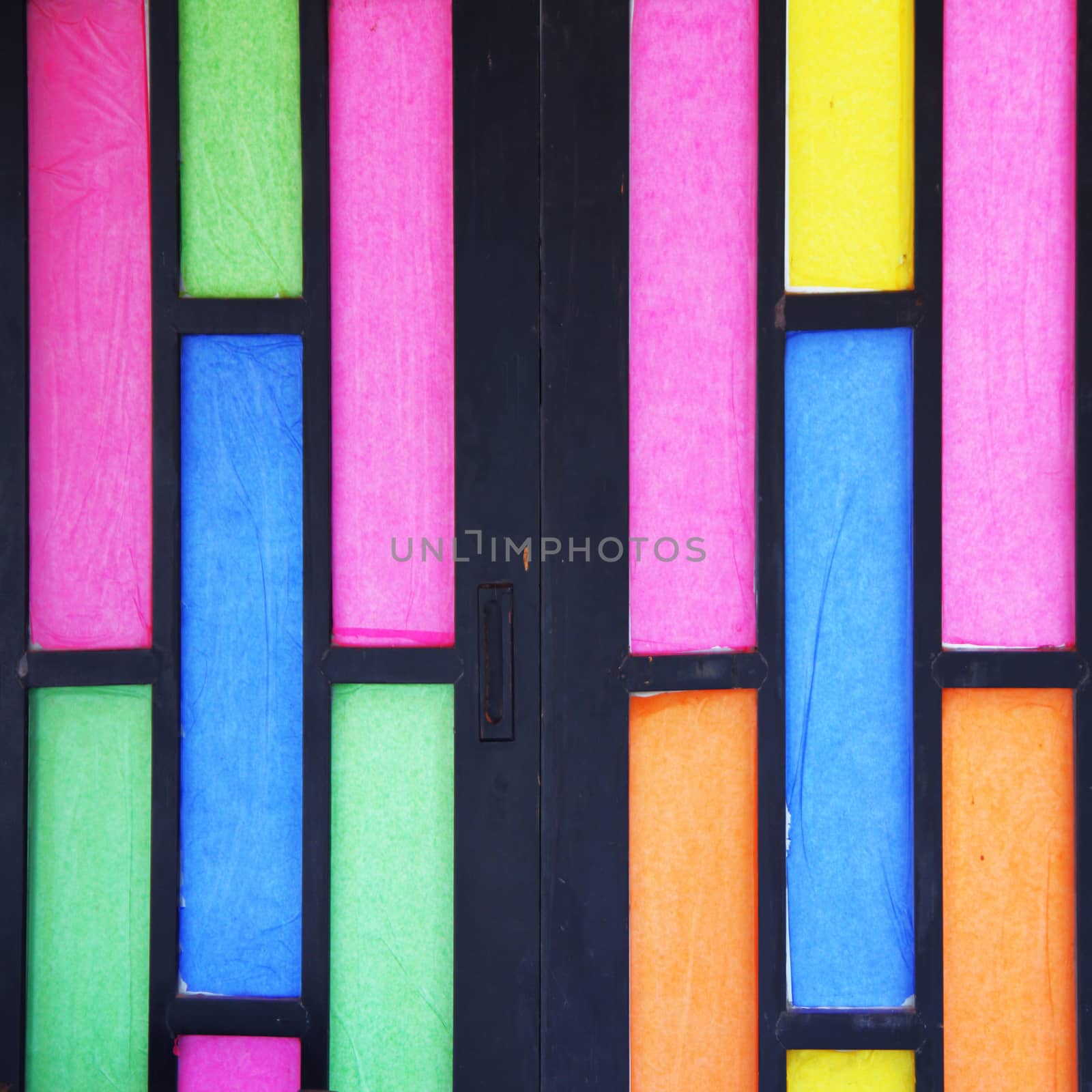 Multicolor paper on slide doors for background
