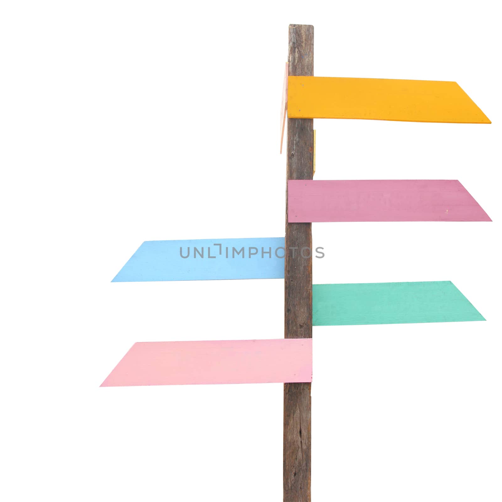 Multicolor wood sign board, clipping path