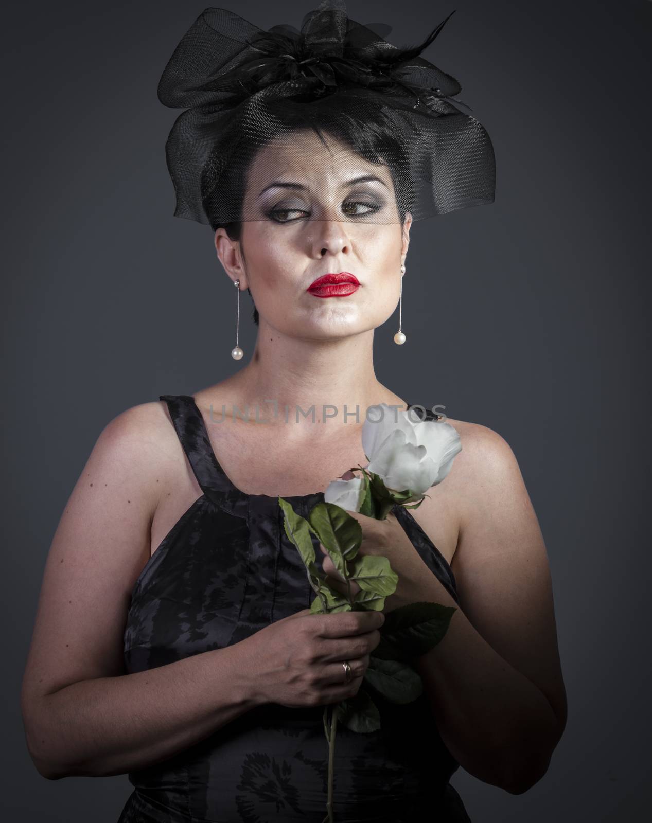 bored.Widow At Funeral. Beautiful retro woman by FernandoCortes