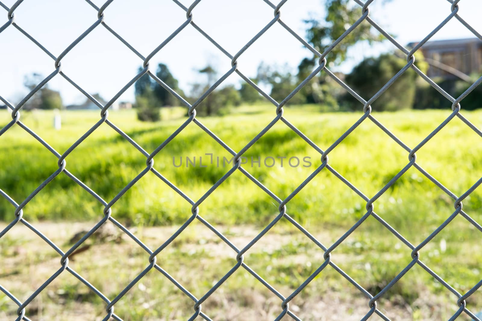 the beautiful fence mesh background with the blure green grass