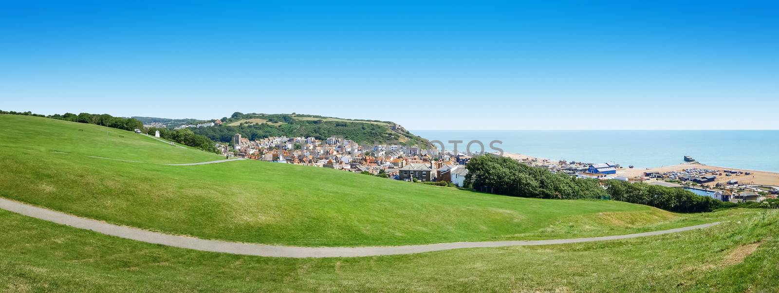 A panoramic view of the historic Hastings in England