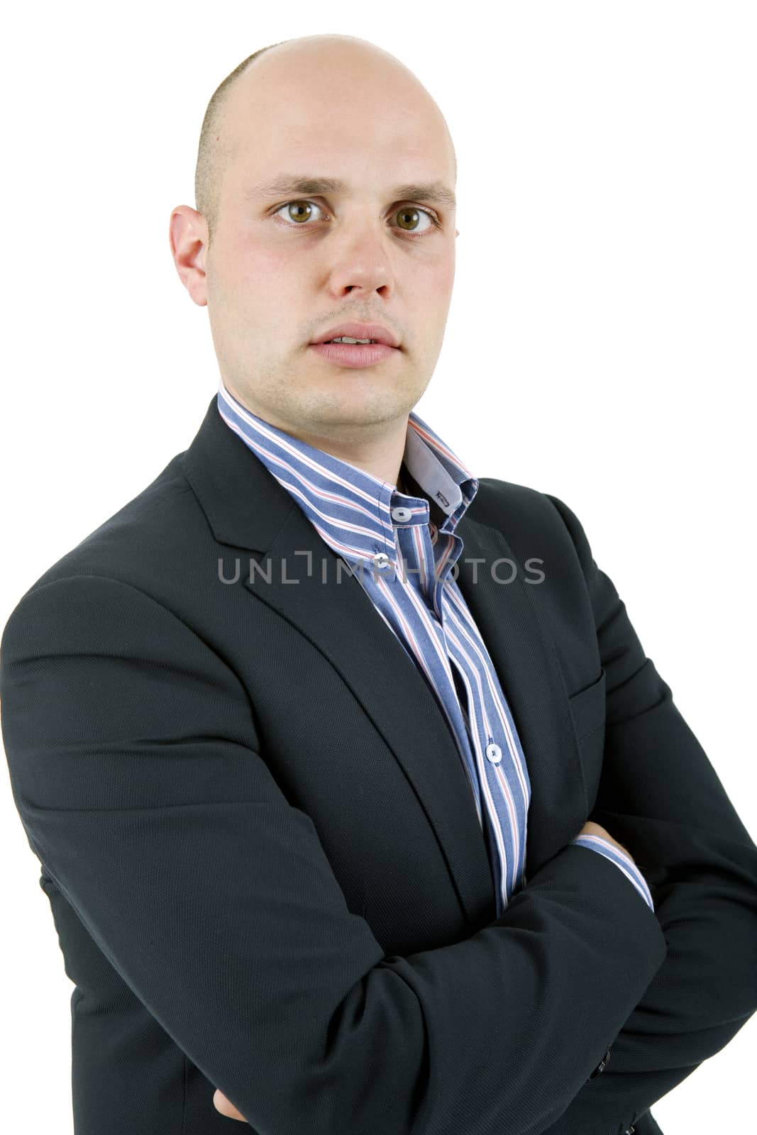 young casual man portrait, isolated on white