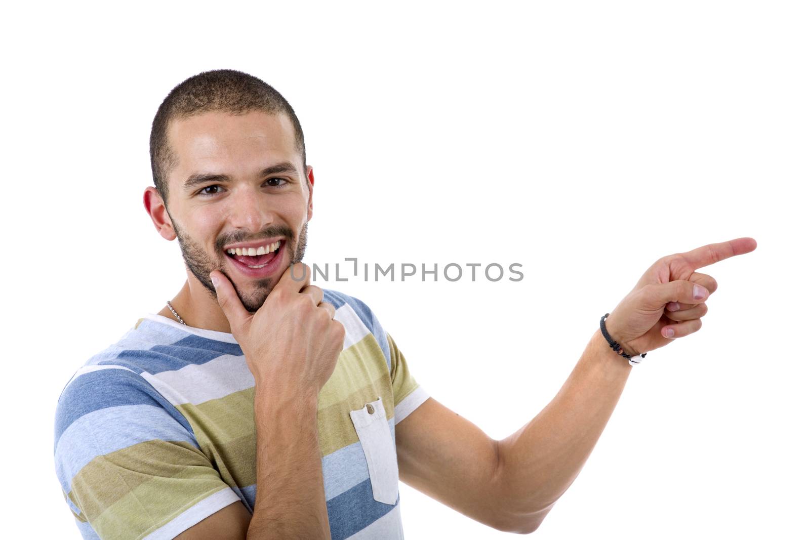 young casual man portrait, isolated on white