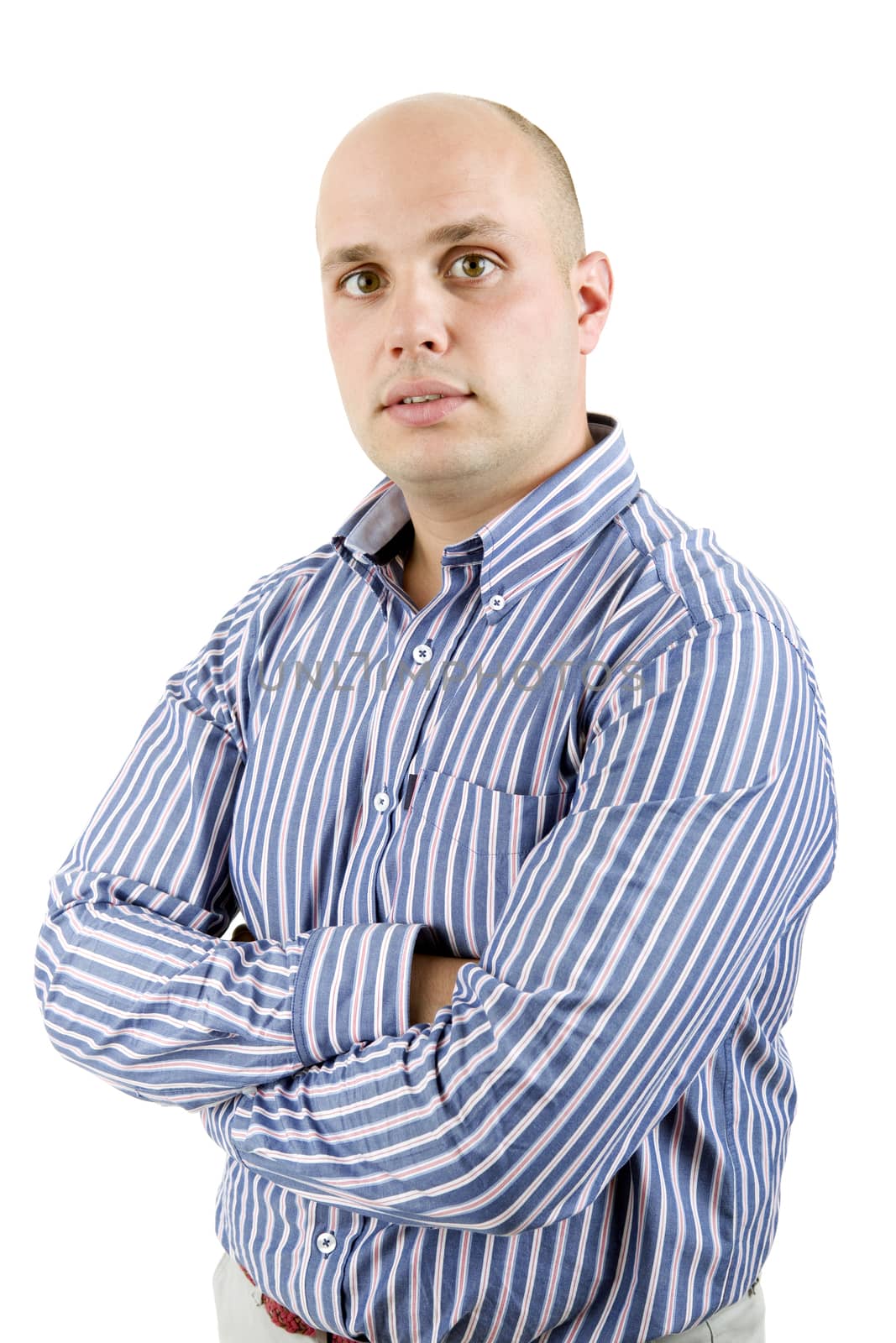 young casual man portrait, isolated on white