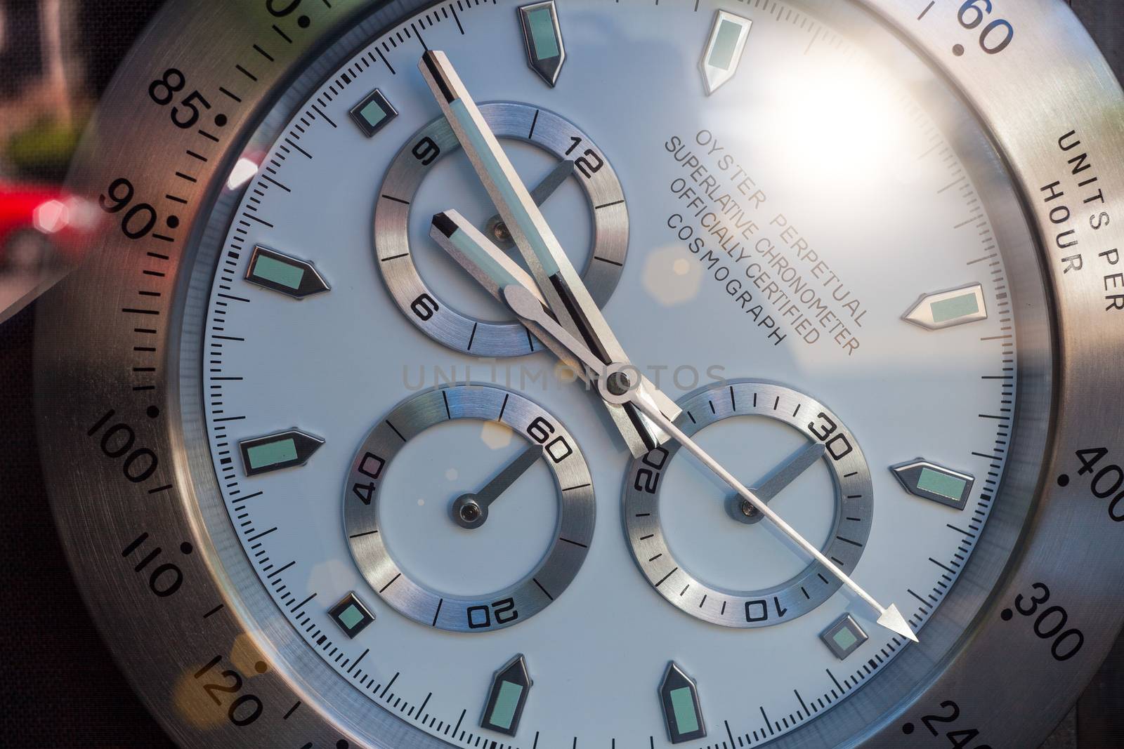 Close up of nice steel luxury watch