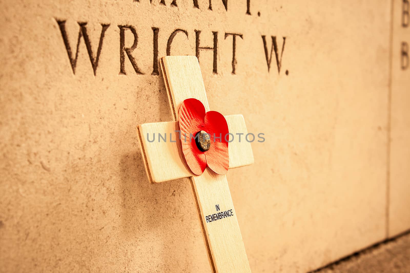 Poppy at the menin gate in Ypres Flander Belgium