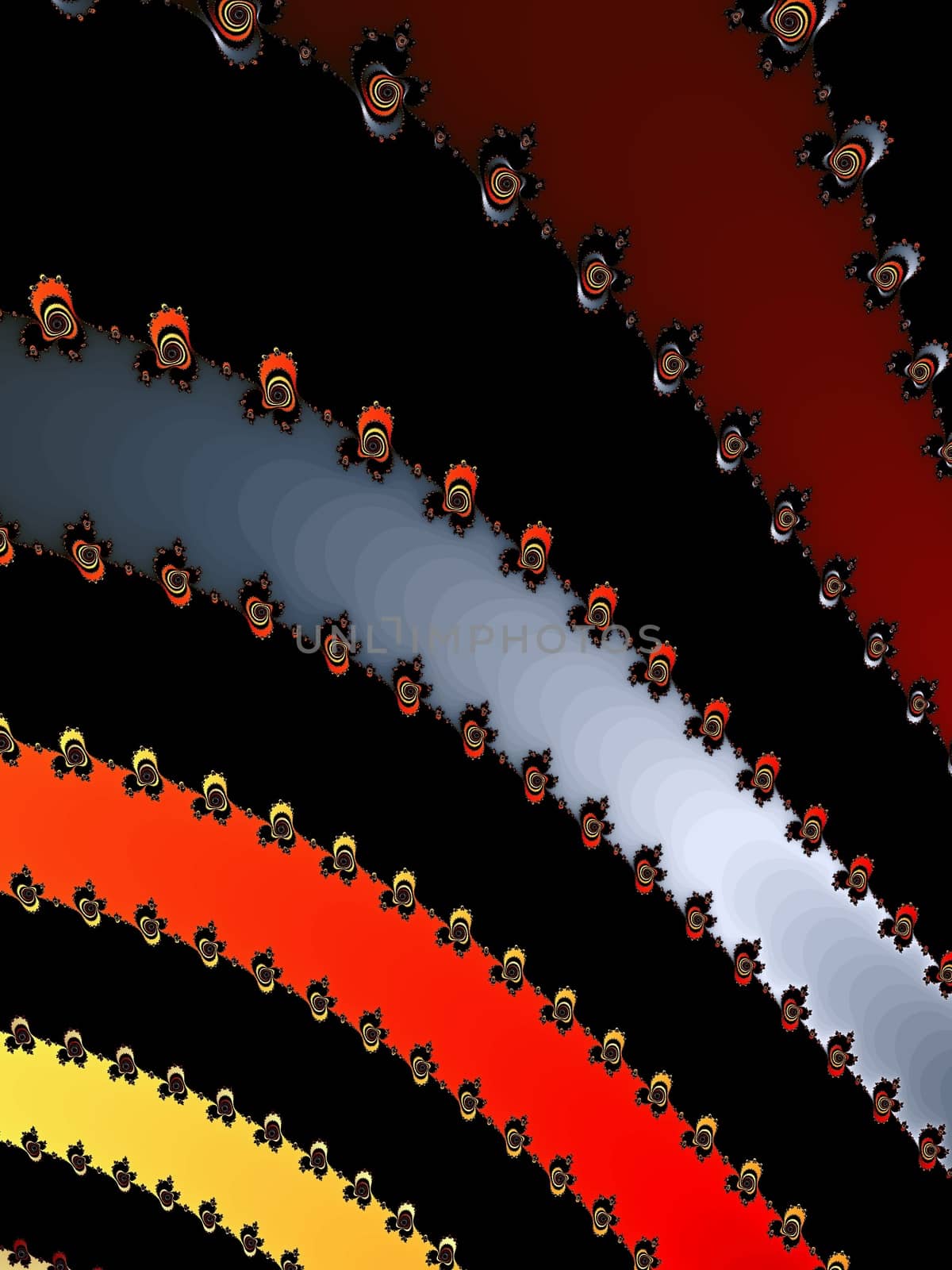 Digital computer graphic - rendering. Patterned fractal background with stripes for design.