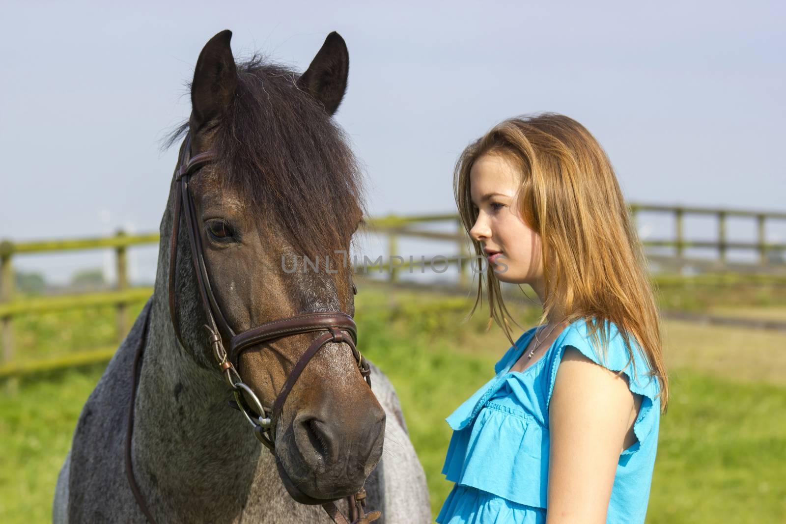 young girl and her horse by miradrozdowski