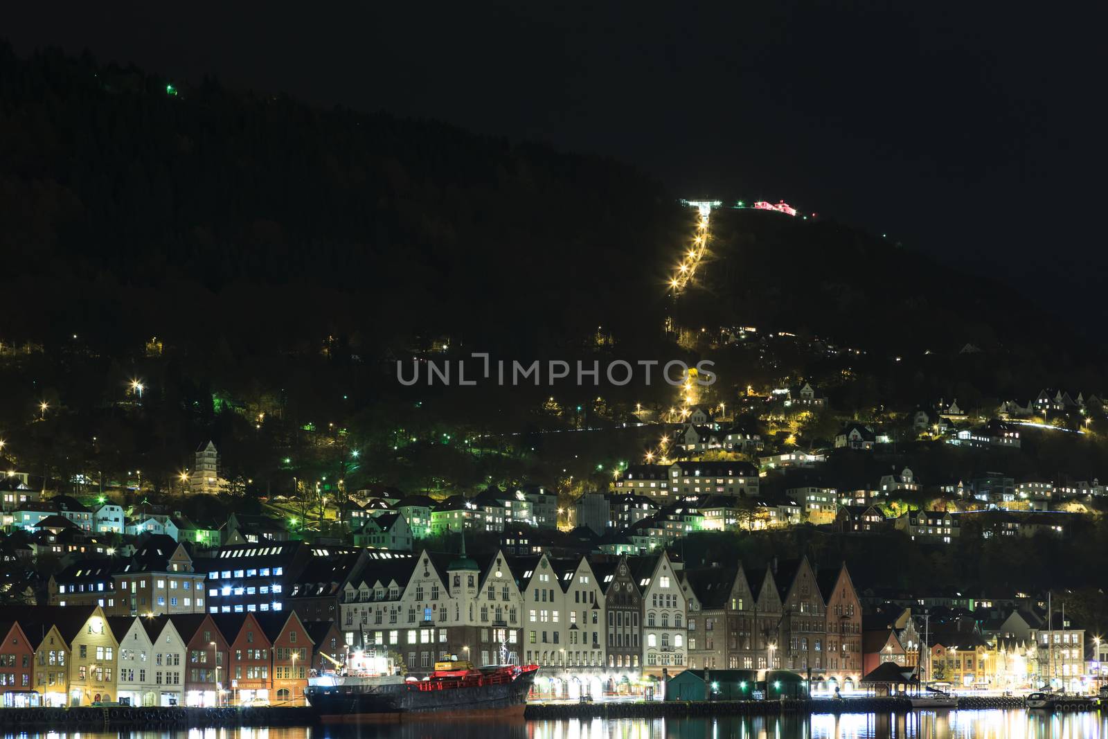 Bergen Harbour at night