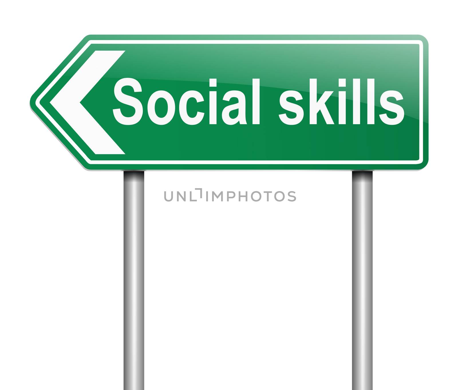 Illustration depicting a sign with a social skills concept.