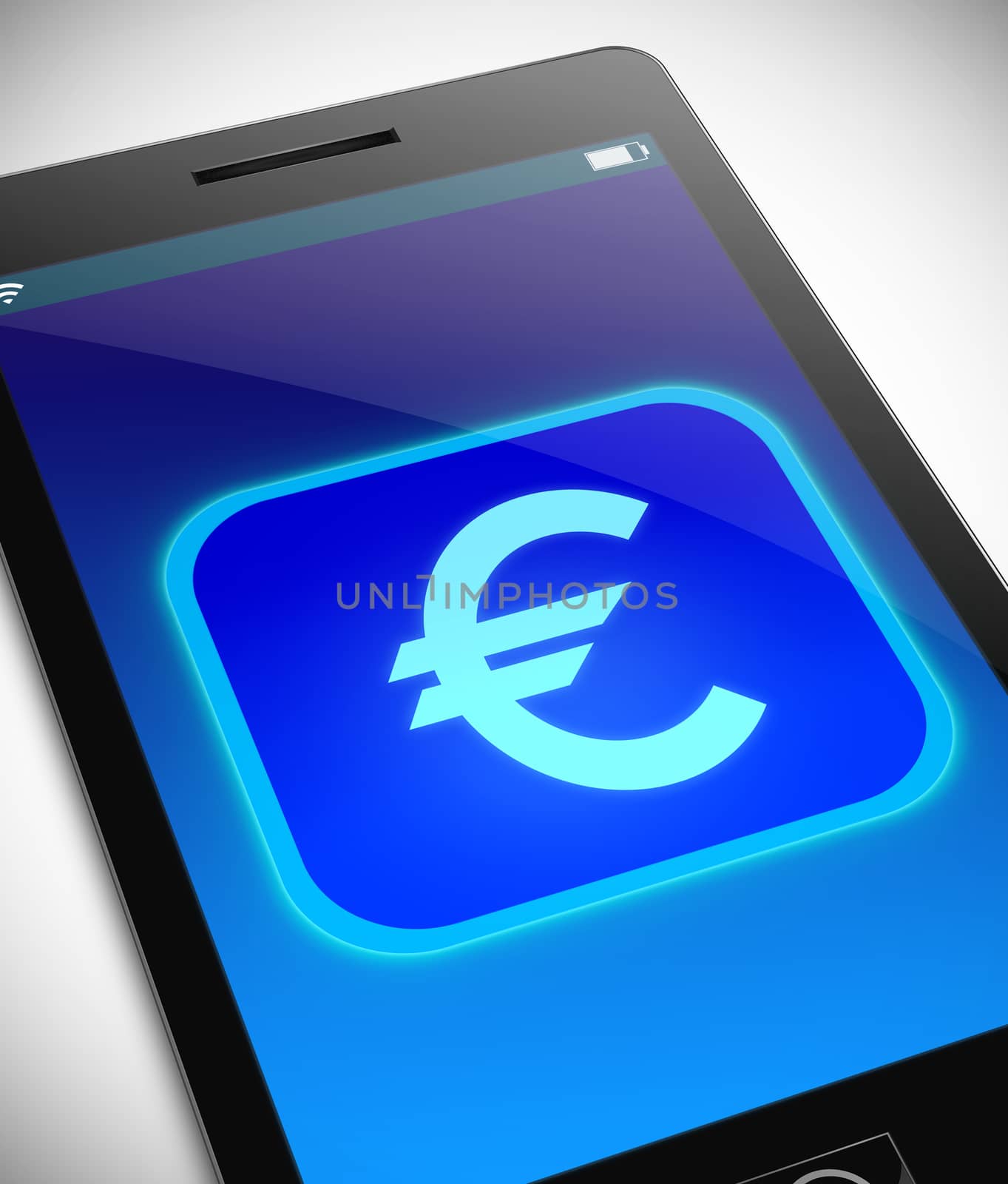 Illustration depicting a phone with a Euro sign concept.