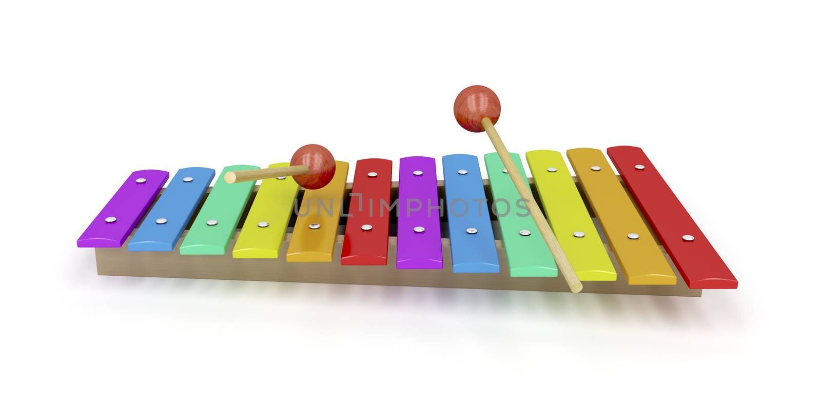 Wooden xylophone on white background
