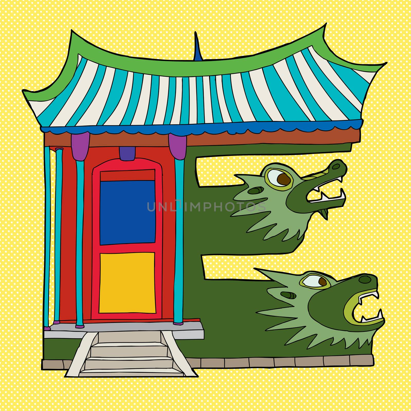 Traditional Chinese temple in the shape of letter E