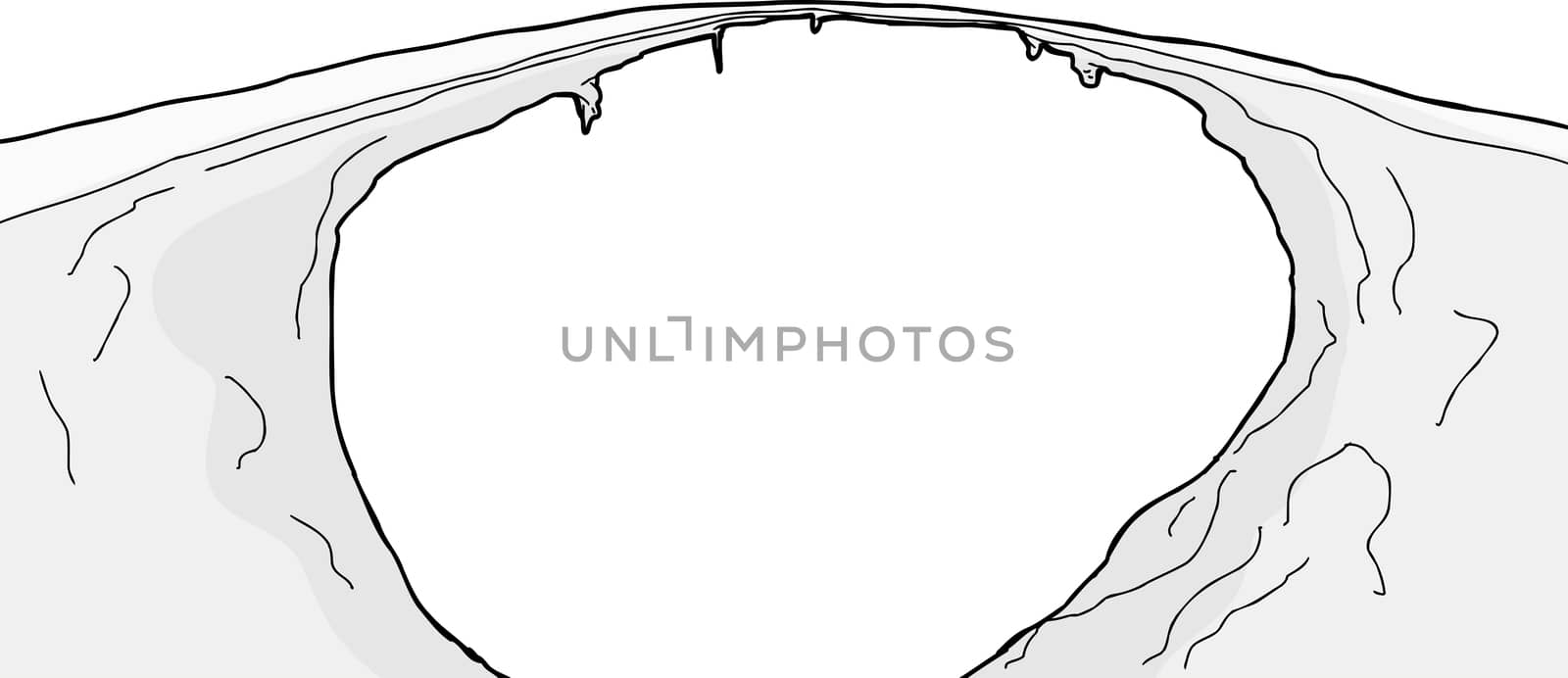 Single isolated icy bridge over abyss with white background