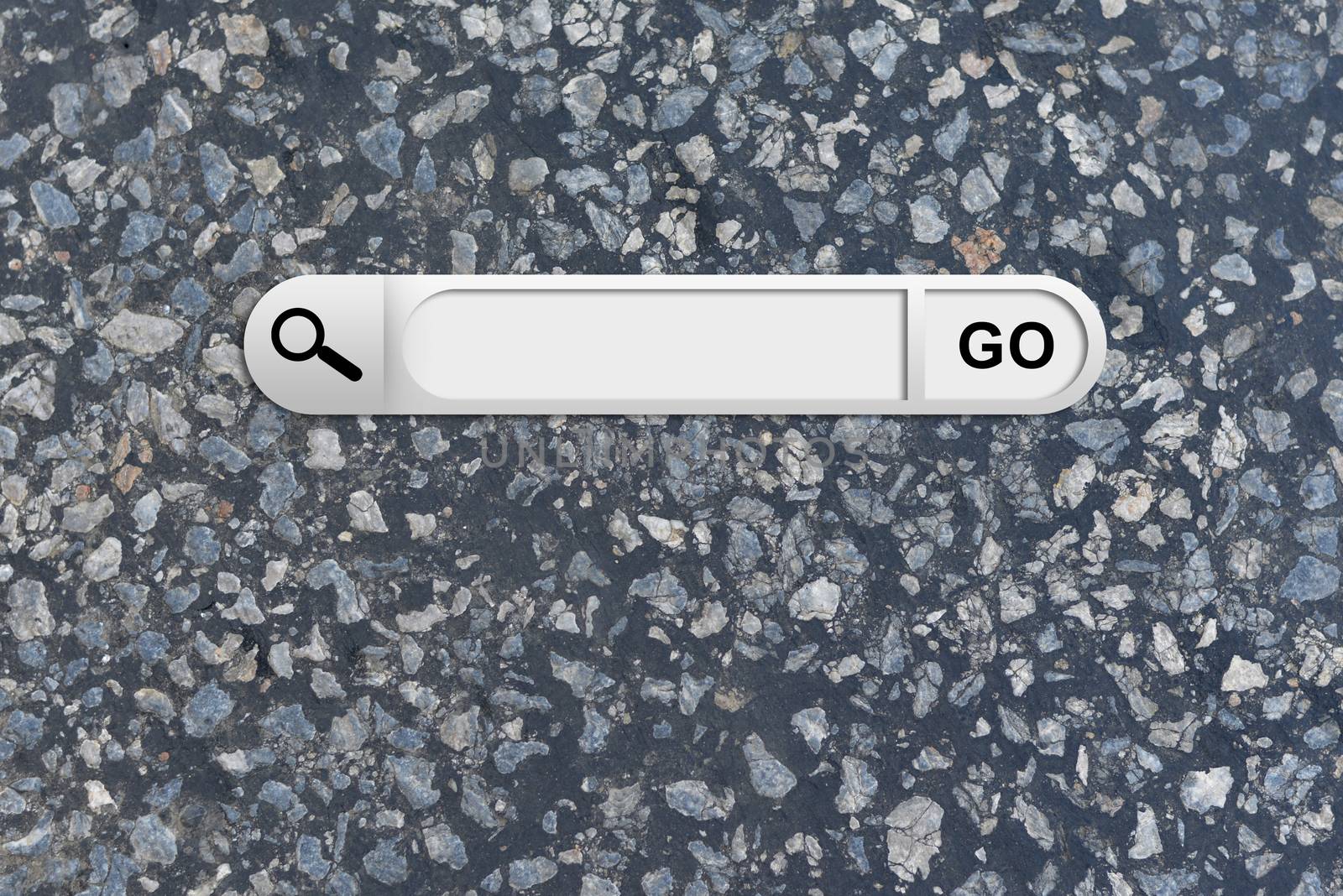 Search bar in browser. Dark asphalt surface on background