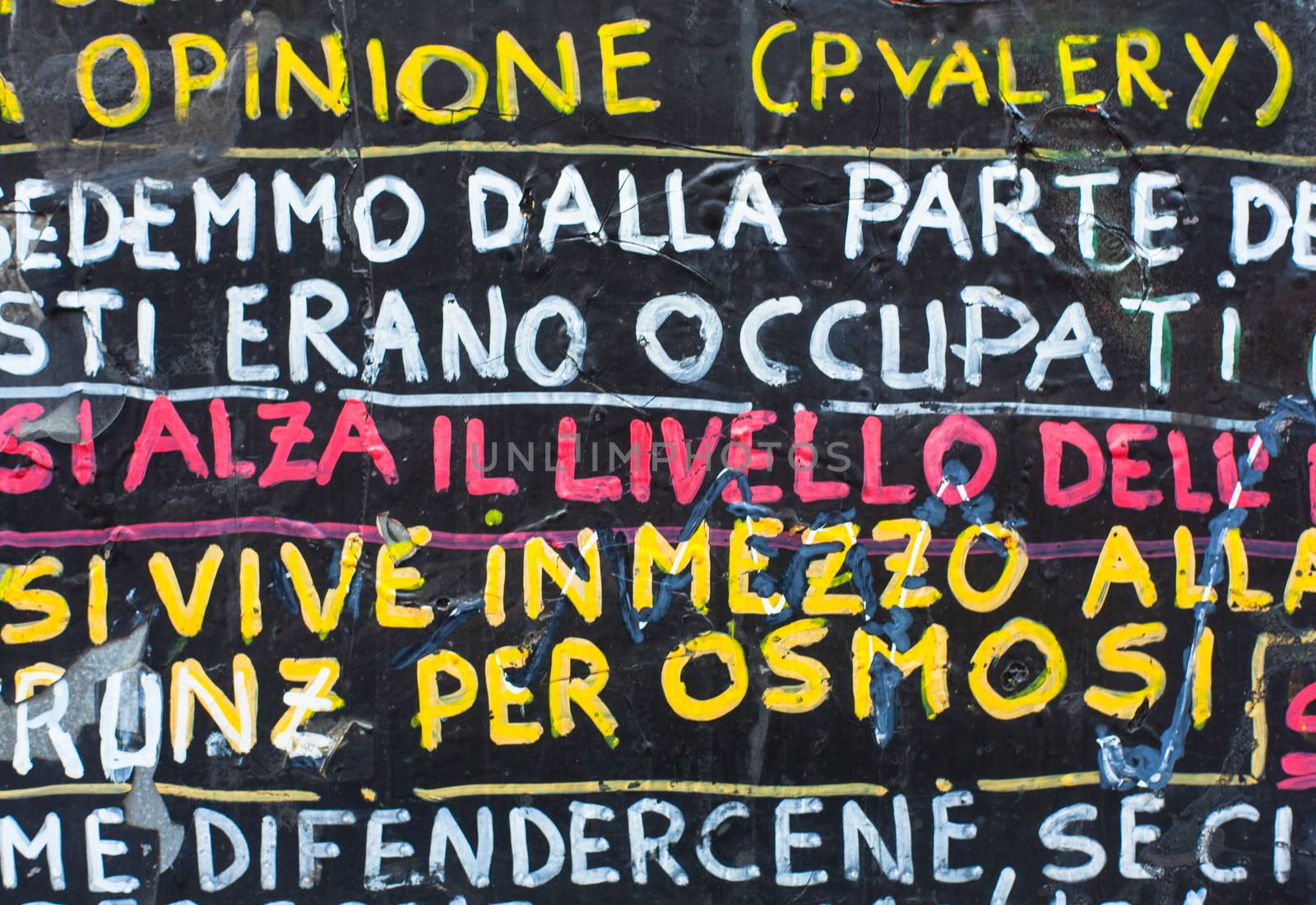 Colorfull words written in the black wall