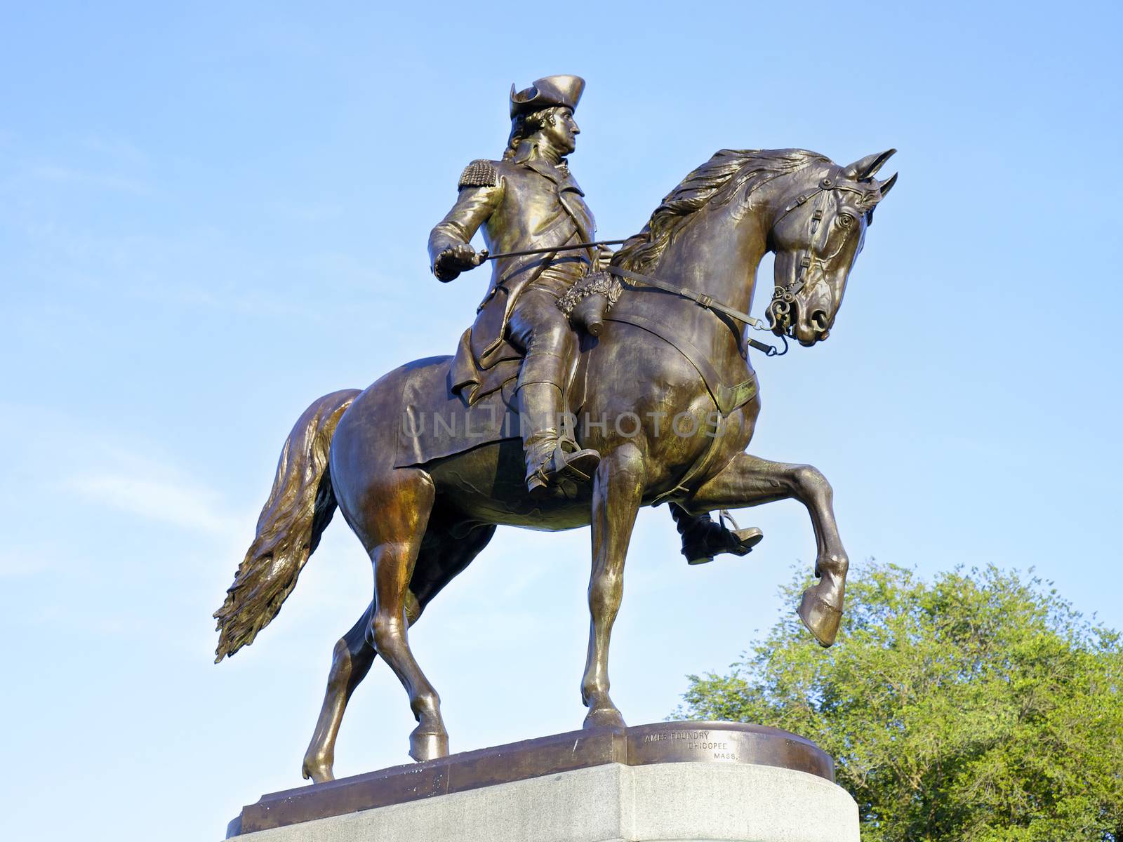 George Washington Statue in Boston Commons Public Garden in Central Boston, Massachusetts, USA.
