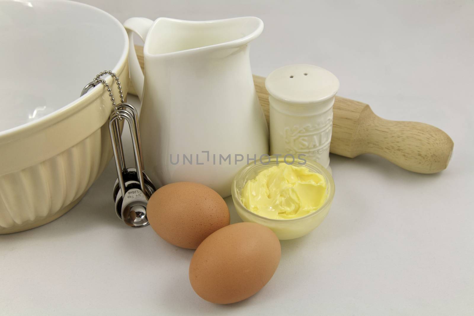 Kitchen staples, eggs, milk and butter, dairy and baking ingredient