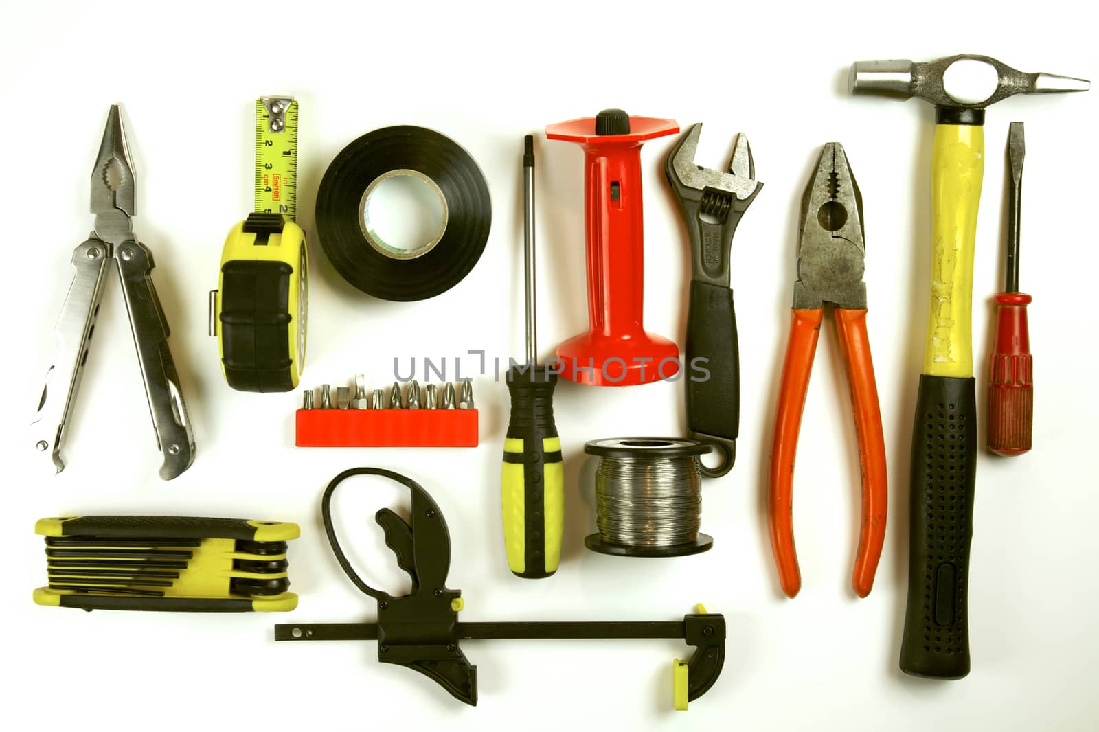 A set of Tools Handyman and Carpentry Isolated on White