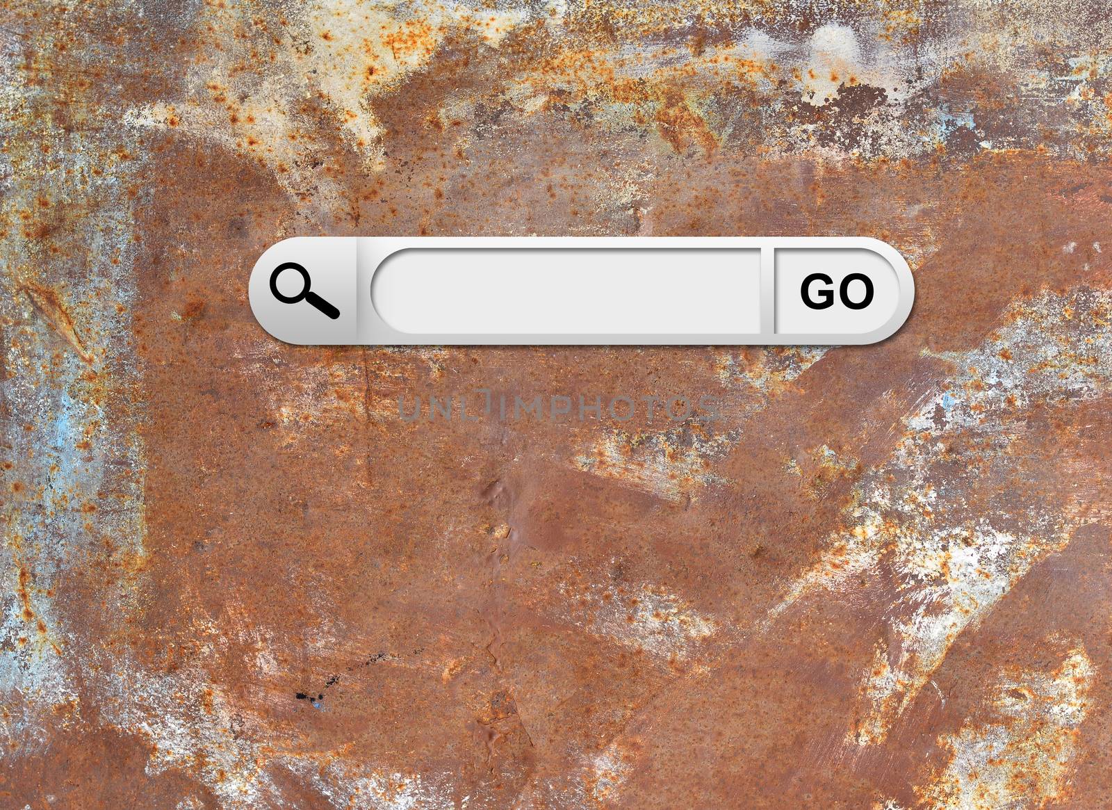 Search bar in browser. Old rusty metal surface on background