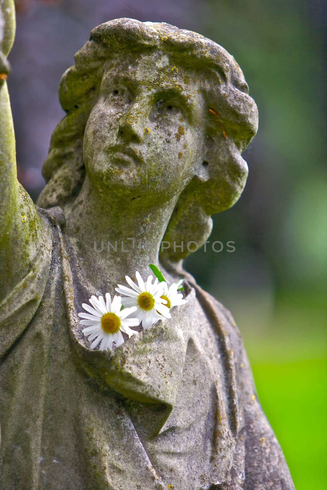 Graveyard figure with flowers