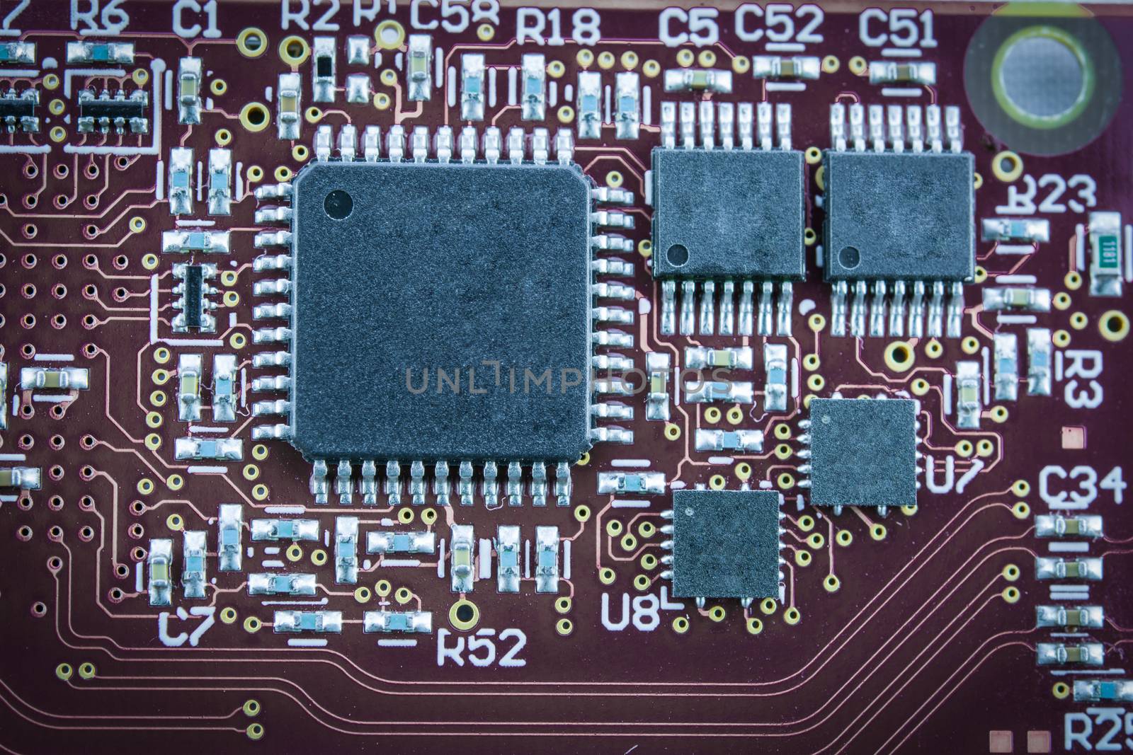 Red Circuit Board Electronics Part IC Components