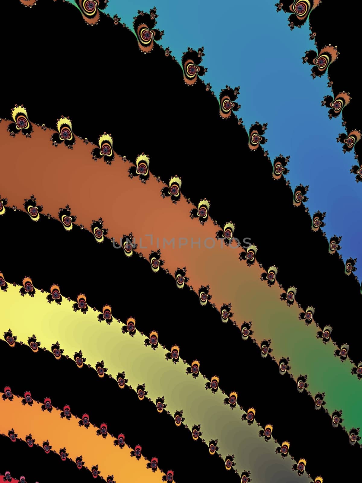 Digital computer graphic - rendering. Patterned fractal background with stripes for design.
