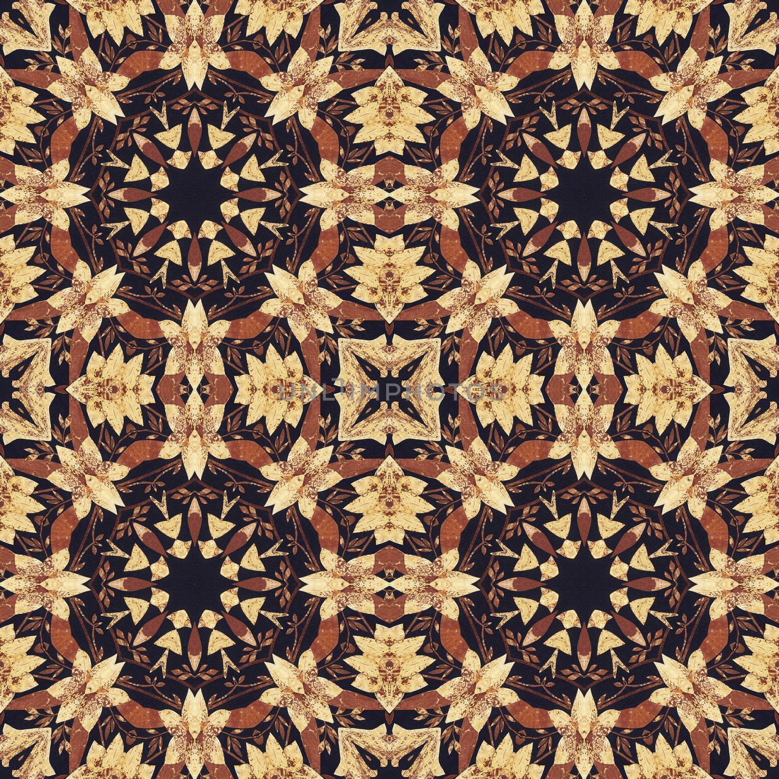 Seamless floral ornament, bark on fabric by alexcoolok