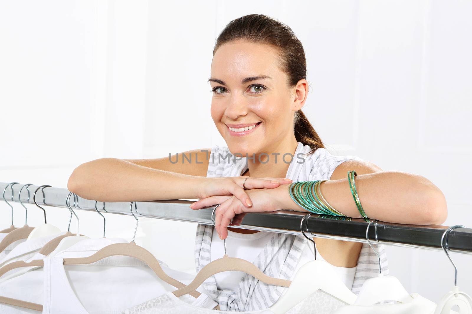 Woman shopping in a clothing boutique,